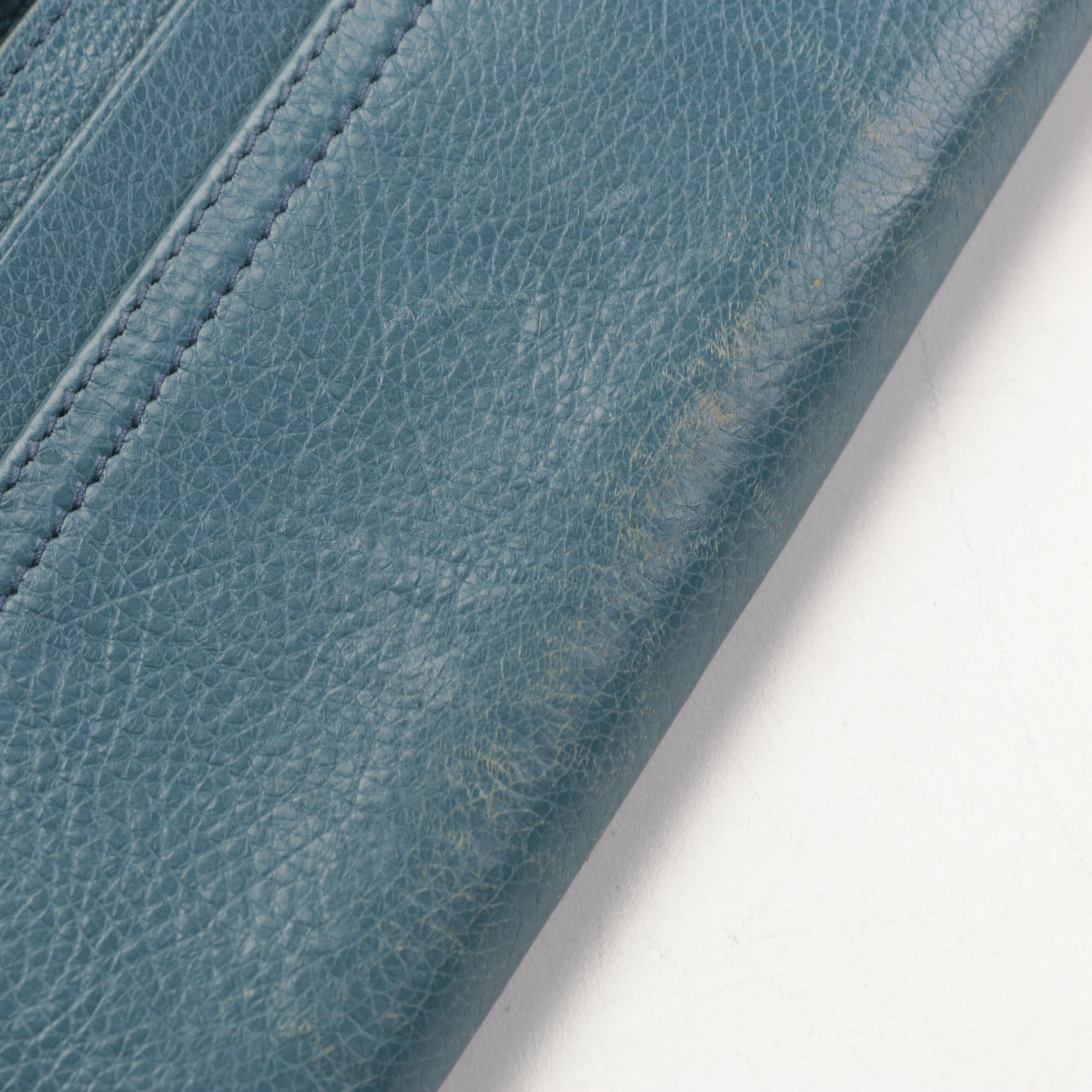 Prada Bow Continental Wallet in Blue Leather