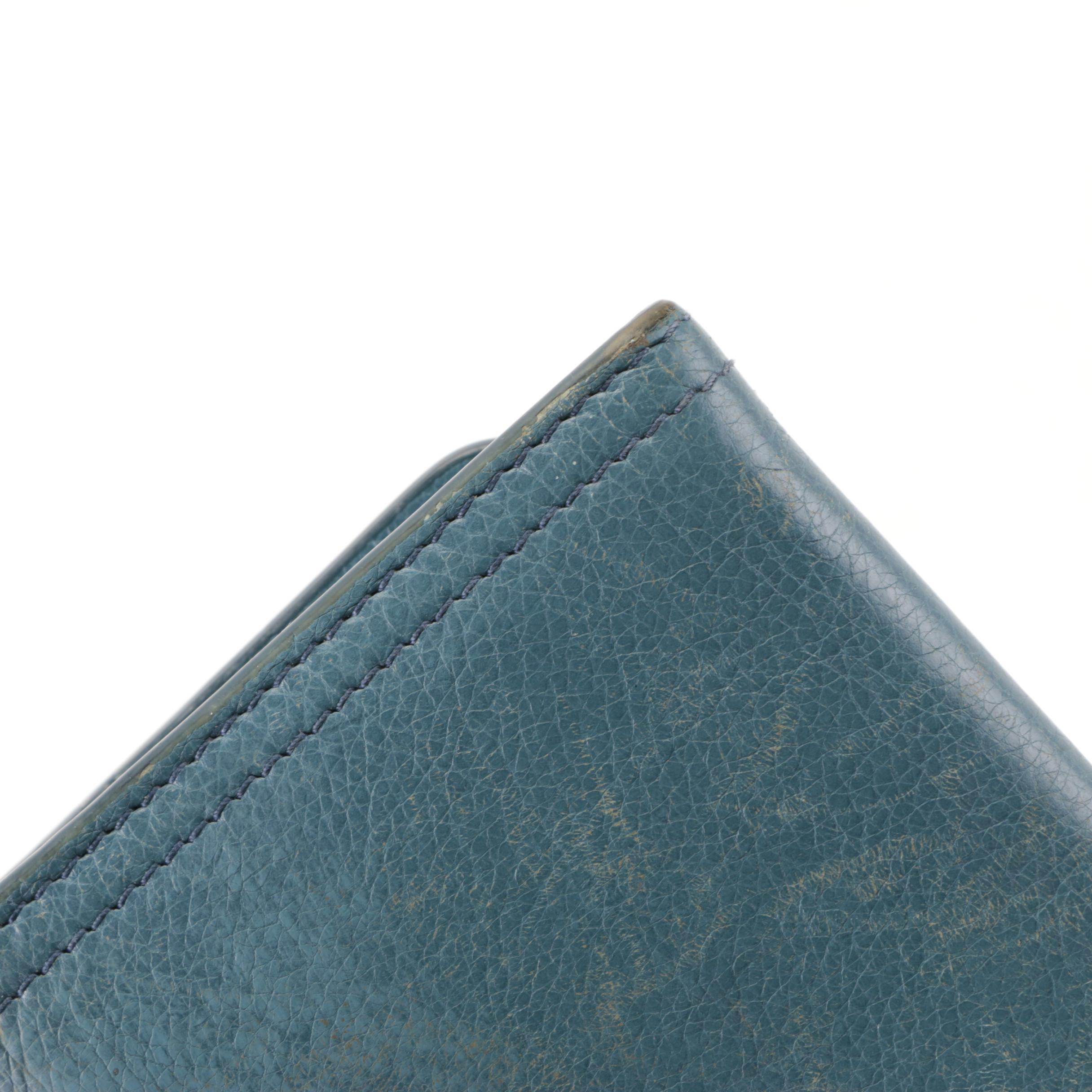 Prada Bow Continental Wallet in Blue Leather