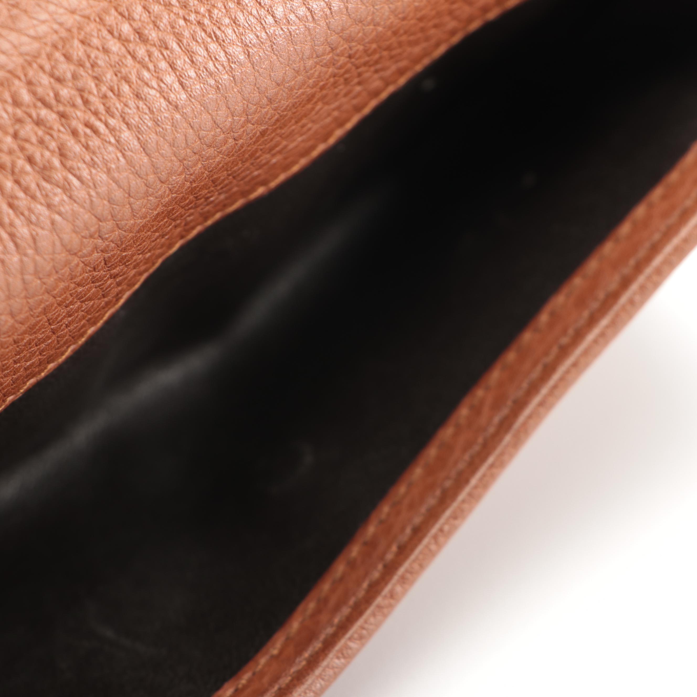 Gucci GG Long Wallet in Brown Pebble Grain Leather with Box