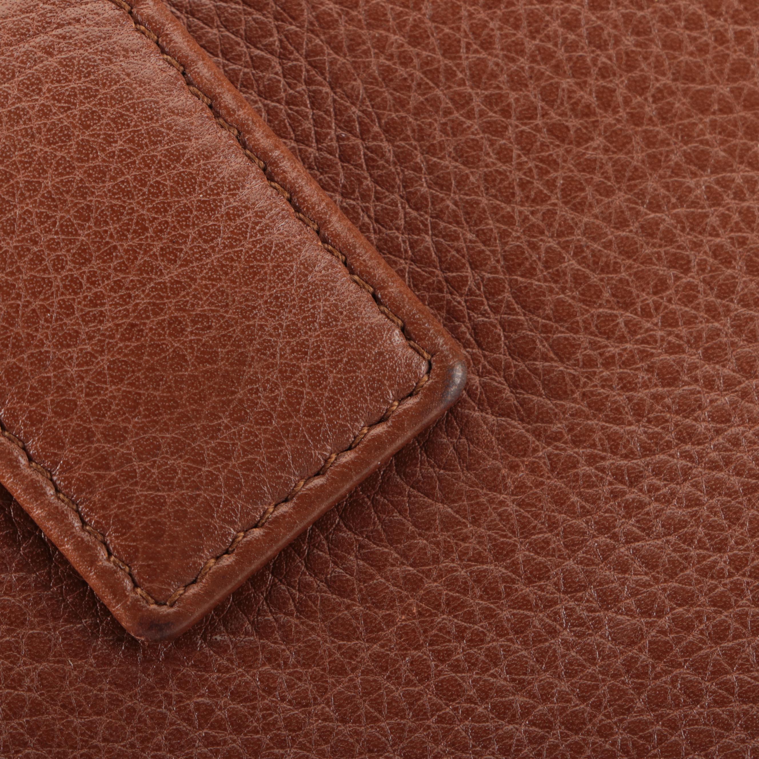 Gucci GG Long Wallet in Brown Pebble Grain Leather with Box