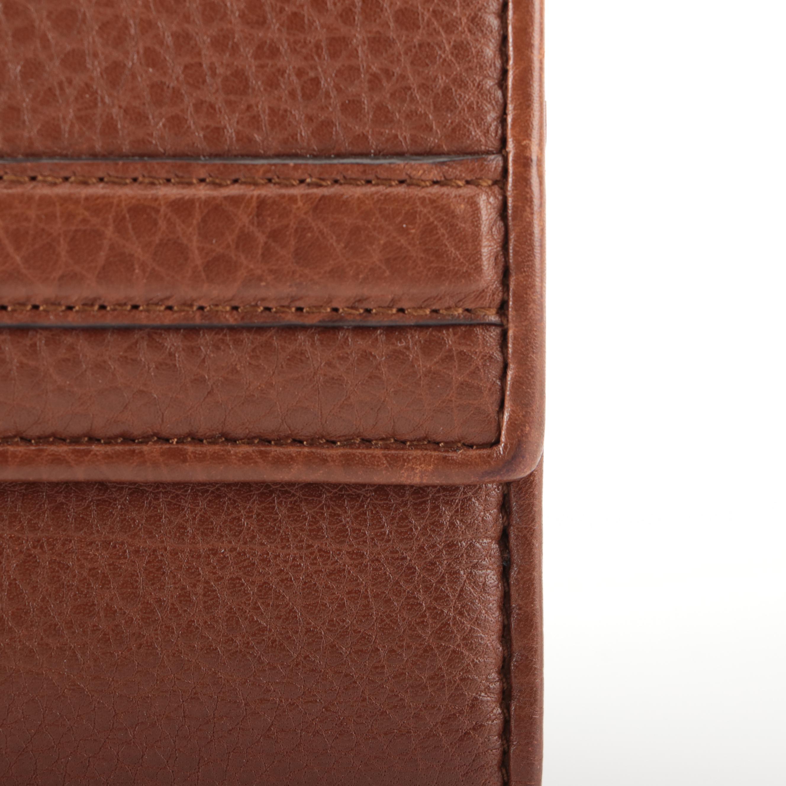 Gucci GG Long Wallet in Brown Pebble Grain Leather with Box