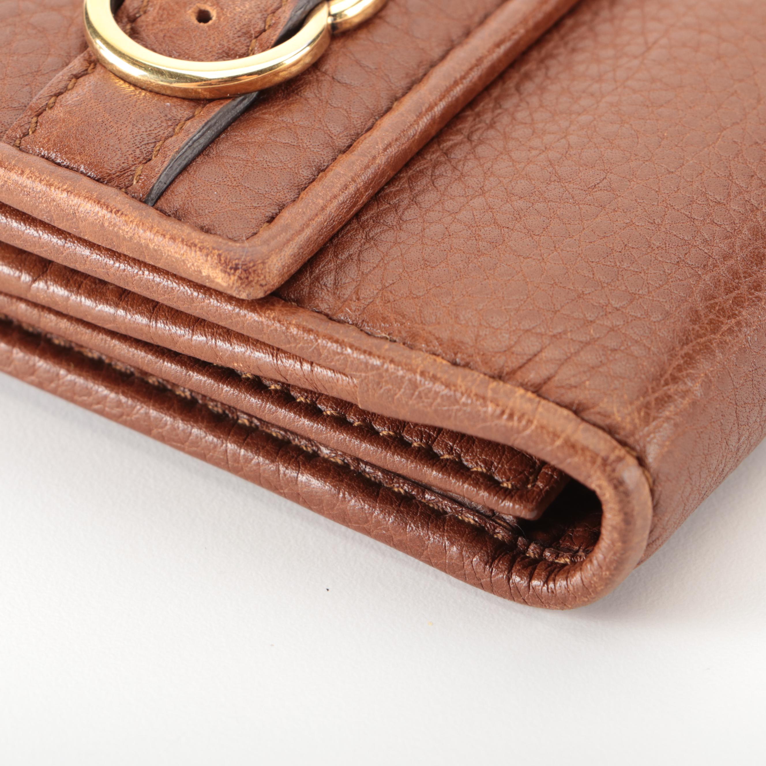 Gucci GG Long Wallet in Brown Pebble Grain Leather with Box