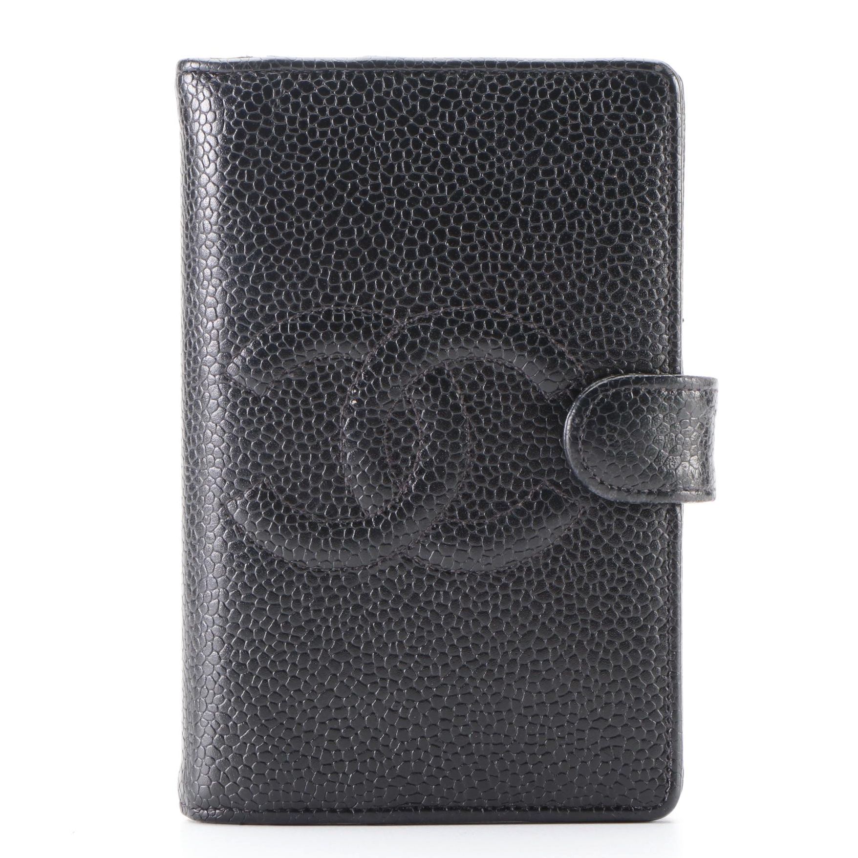 Chanel CC Pocket Agenda Cover in Nero Caviar Leather