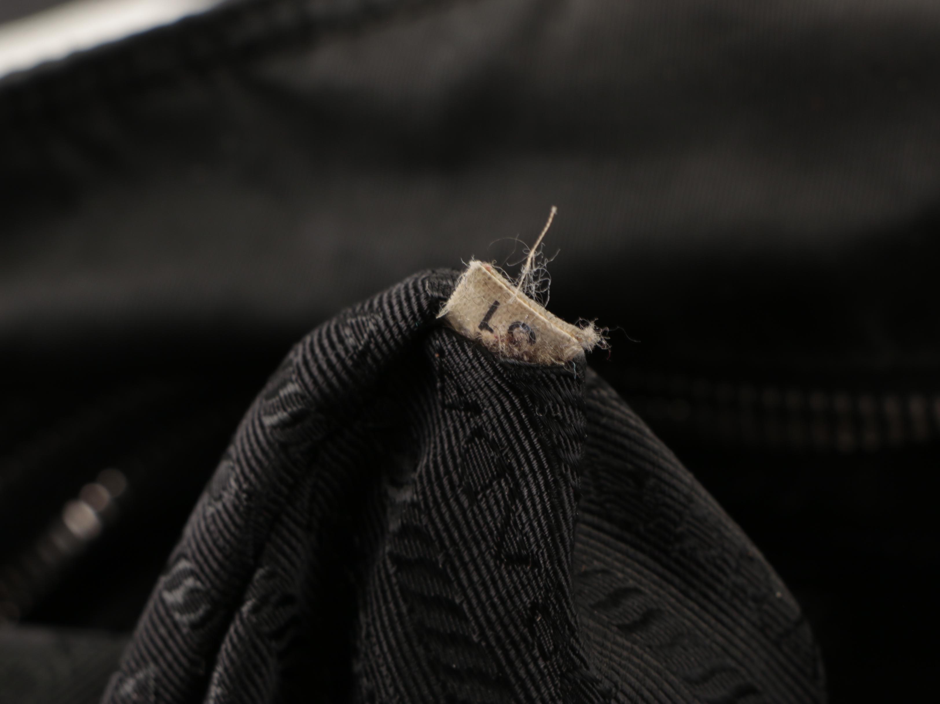 Prada Zip Shoulder Tote Bag in Black Tessuto Nylon and Leather