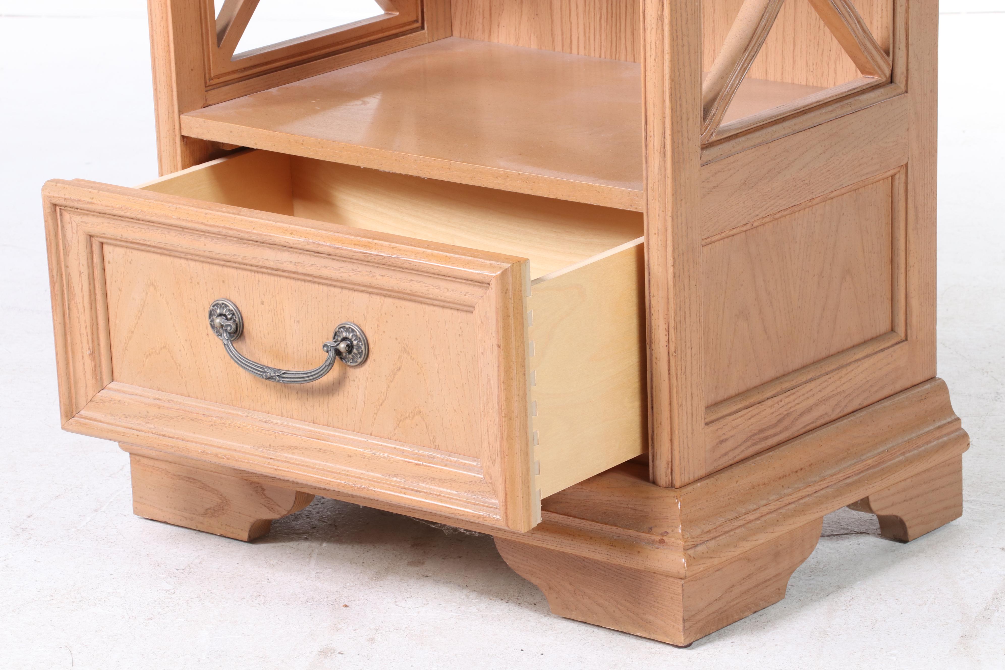 2/4 Stanley Furniture Neoclassical Style Oak Nightstand