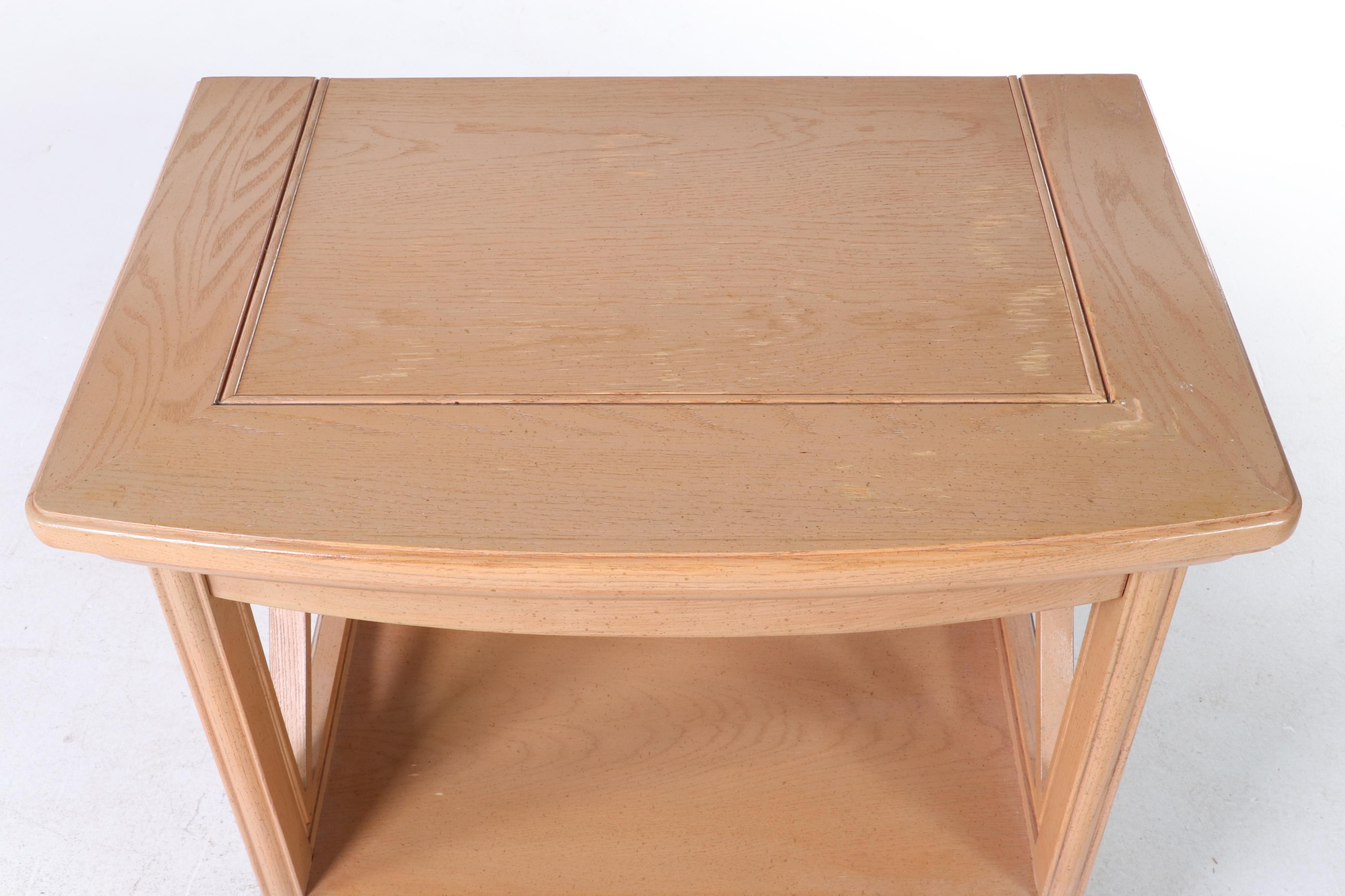 2/4 Stanley Furniture Neoclassical Style Oak Nightstand