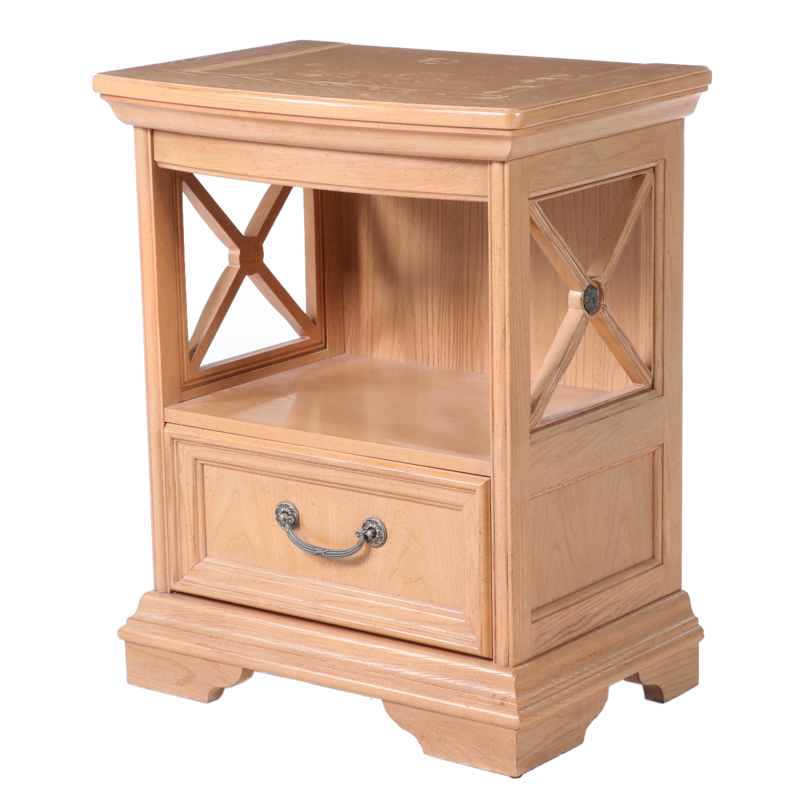 2/4 Stanley Furniture Neoclassical Style Oak Nightstand