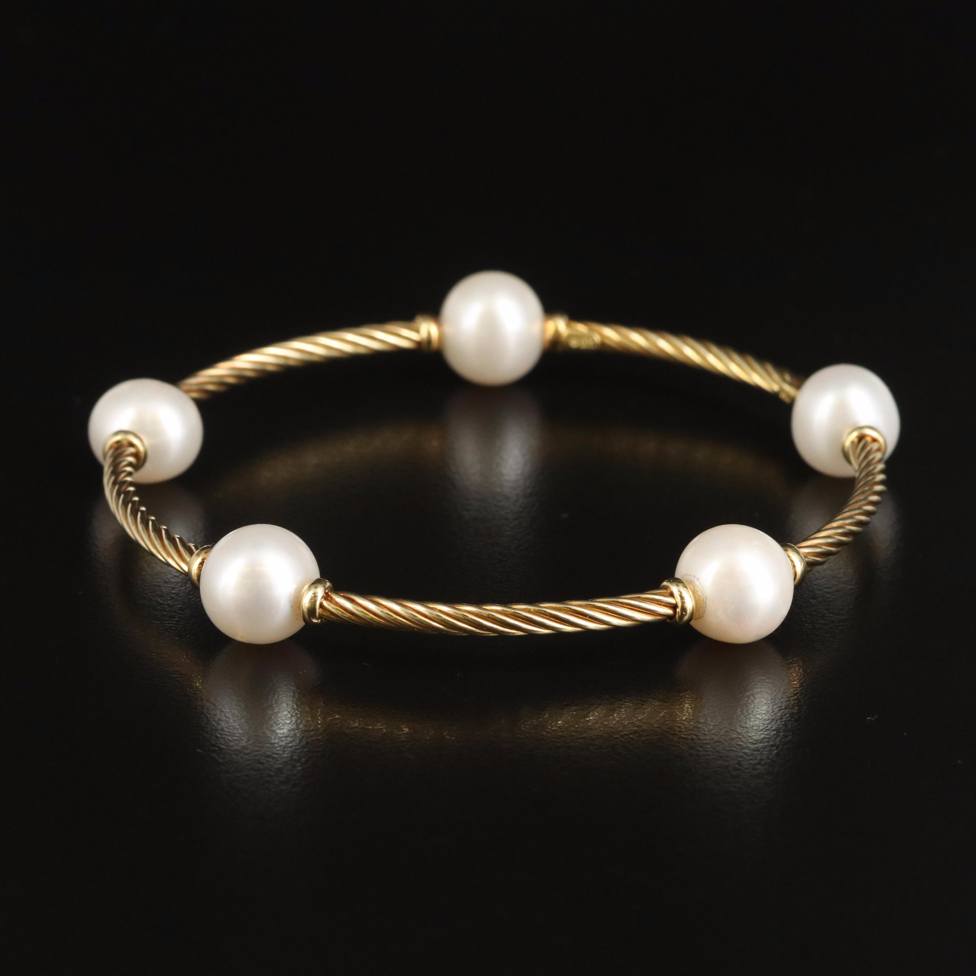 David Yurman "Solari" 18K Pearl Station Bangle