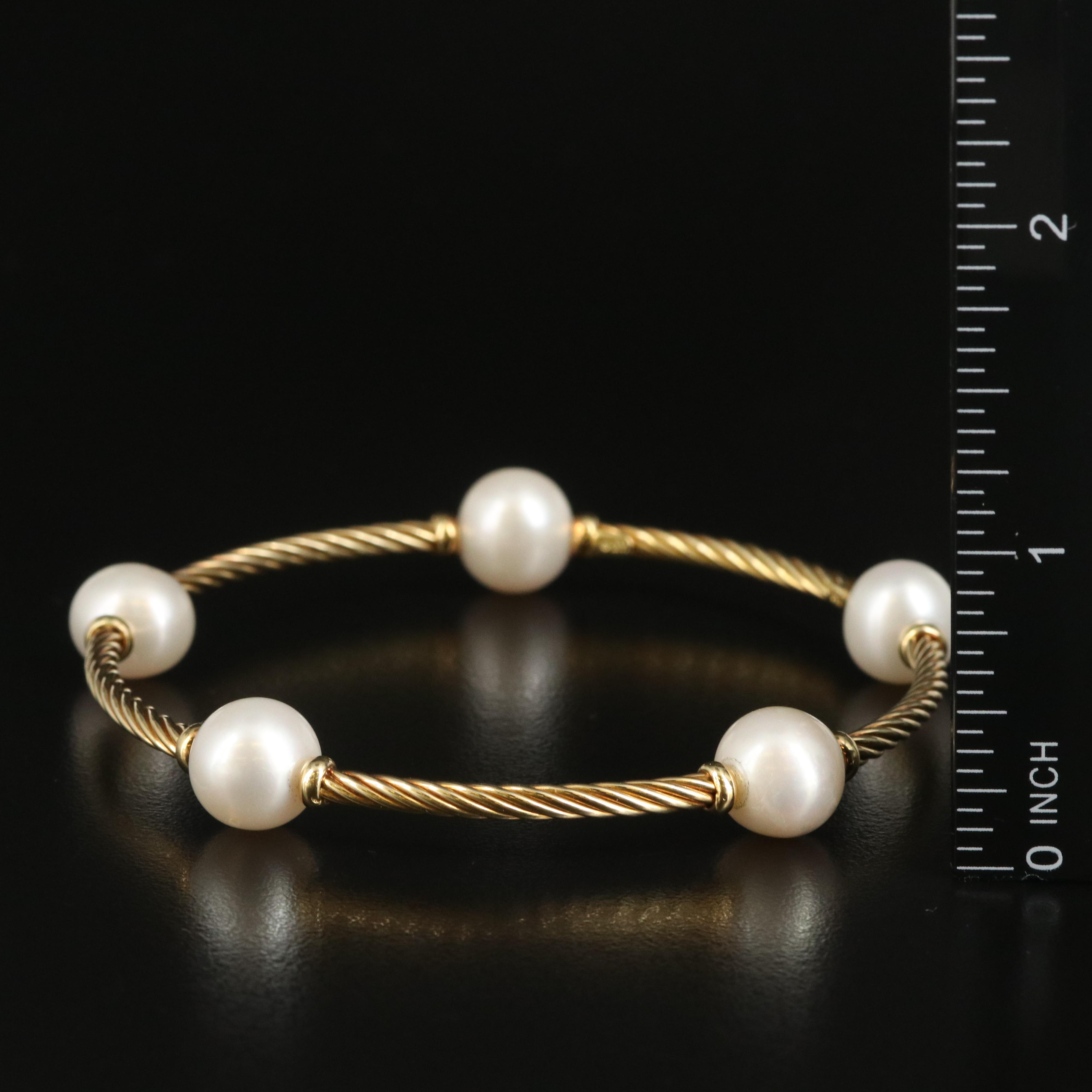 David Yurman "Solari" 18K Pearl Station Bangle