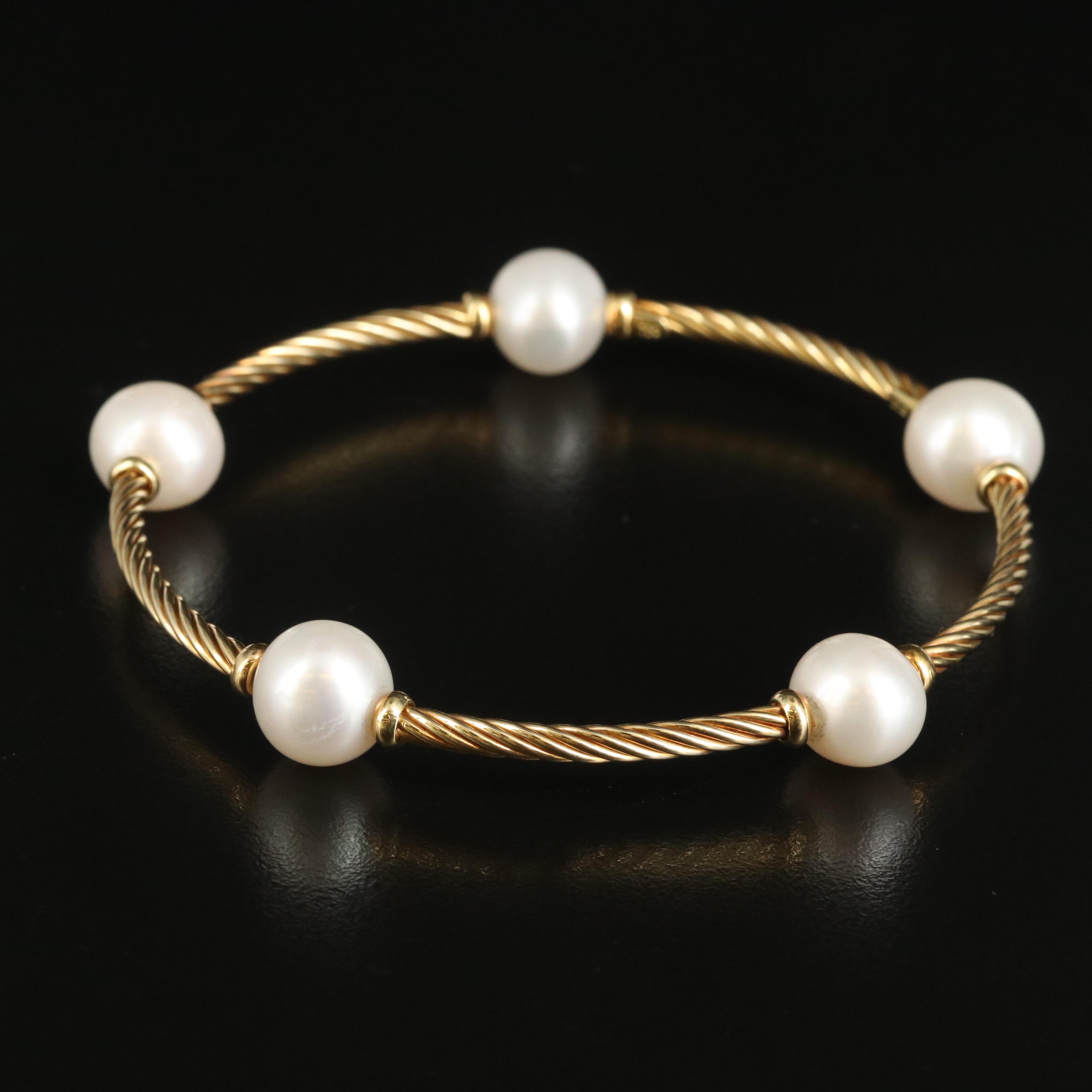 David Yurman "Solari" 18K Pearl Station Bangle