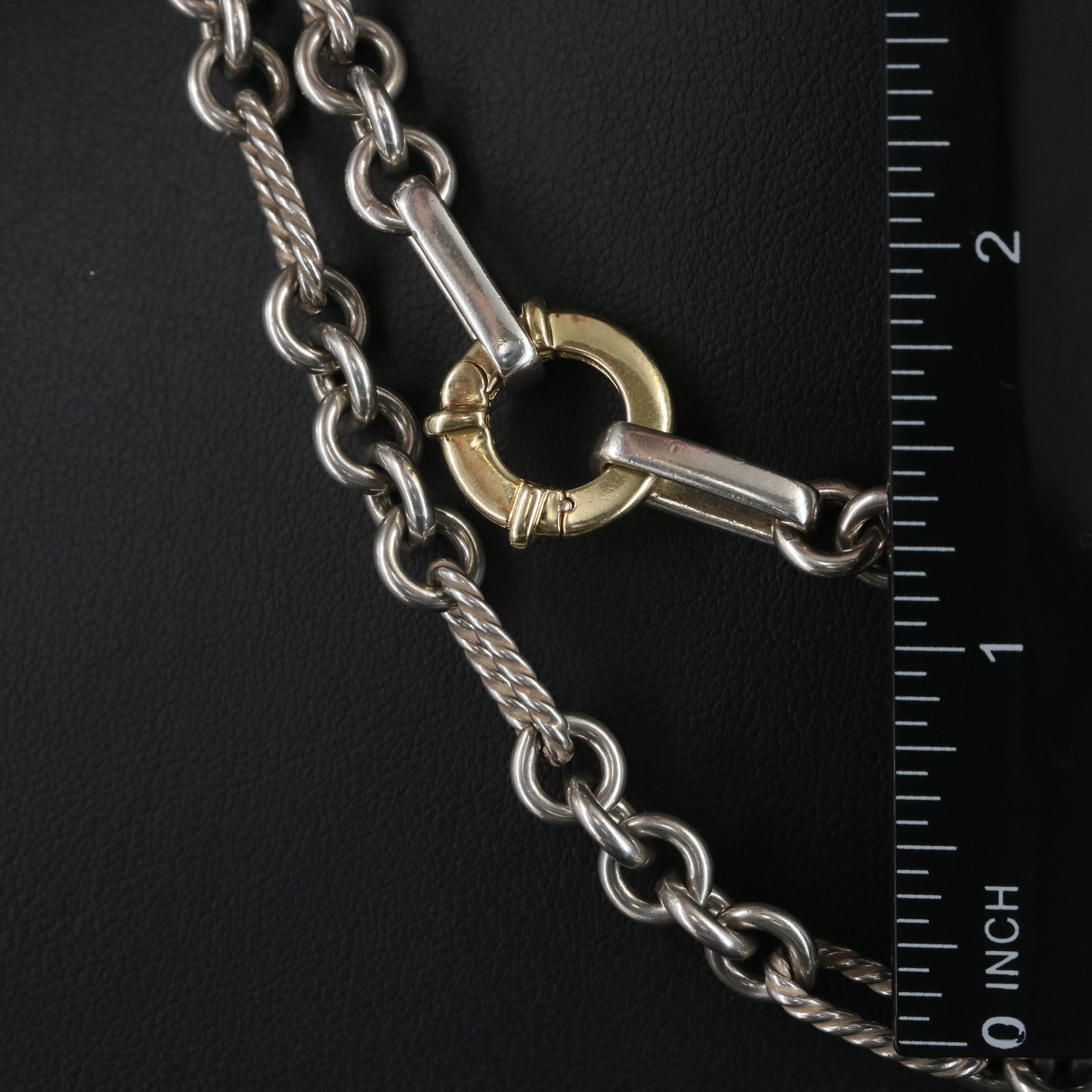 David Yurman Sterling Figaro Chain Necklace with 18K Clasp
