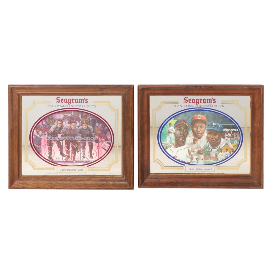 Seagram's Seven Crowns of Sports Collection Baseball and Hockey Bar Mirrors