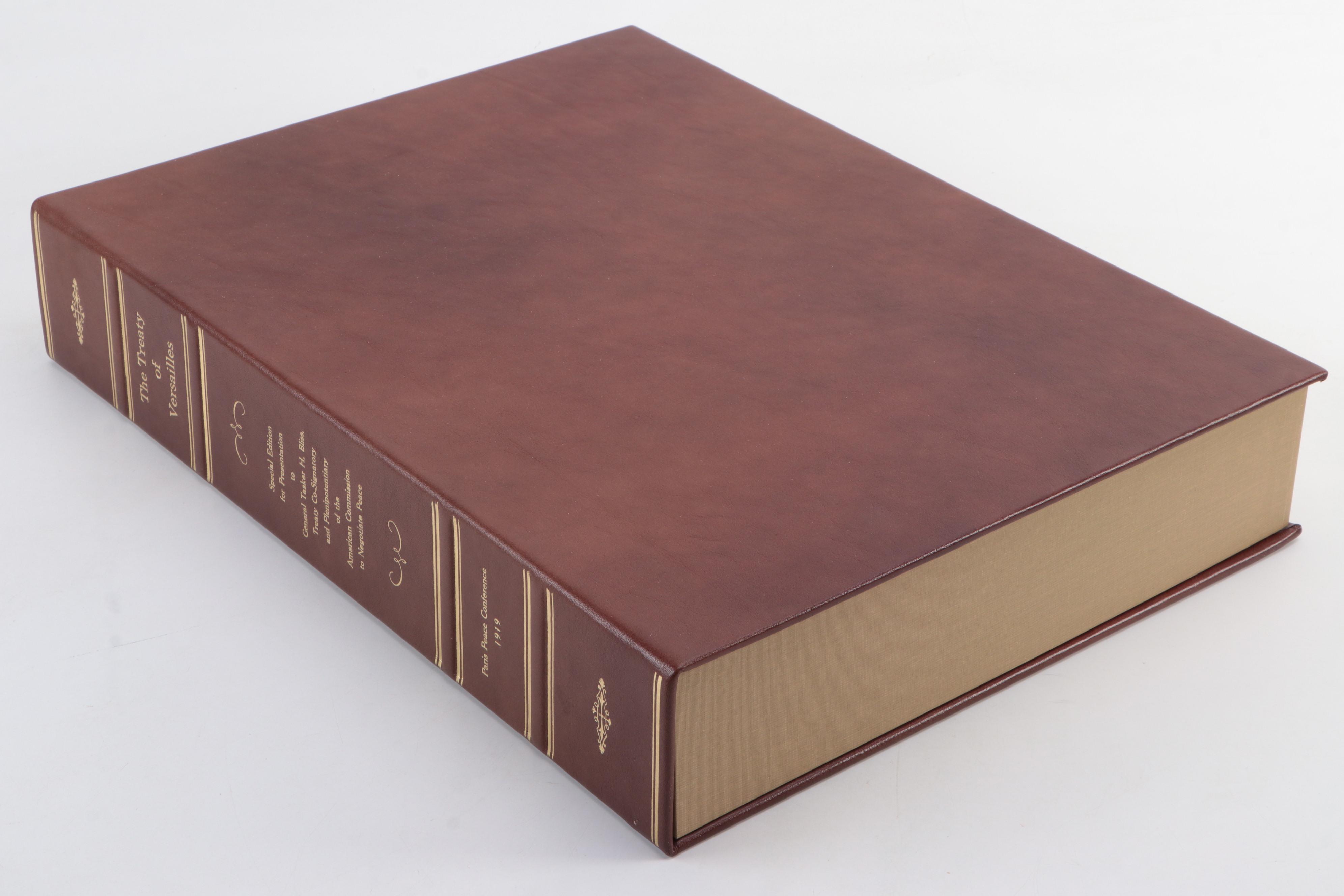 Treaty of Versailles Archive Featuring Edition Presented to Gen. Tasker H. Bliss