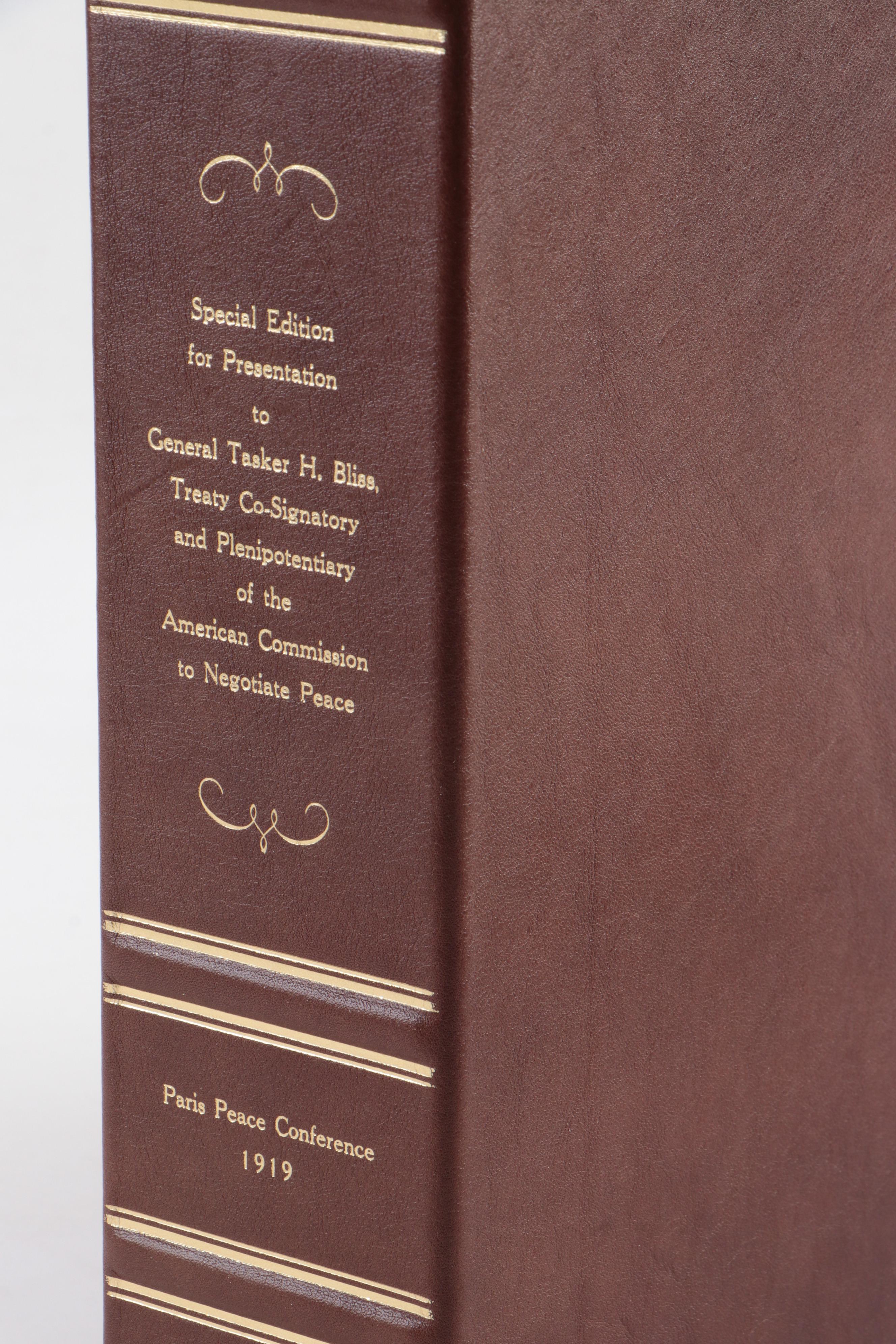 Treaty of Versailles Archive Featuring Edition Presented to Gen. Tasker H. Bliss