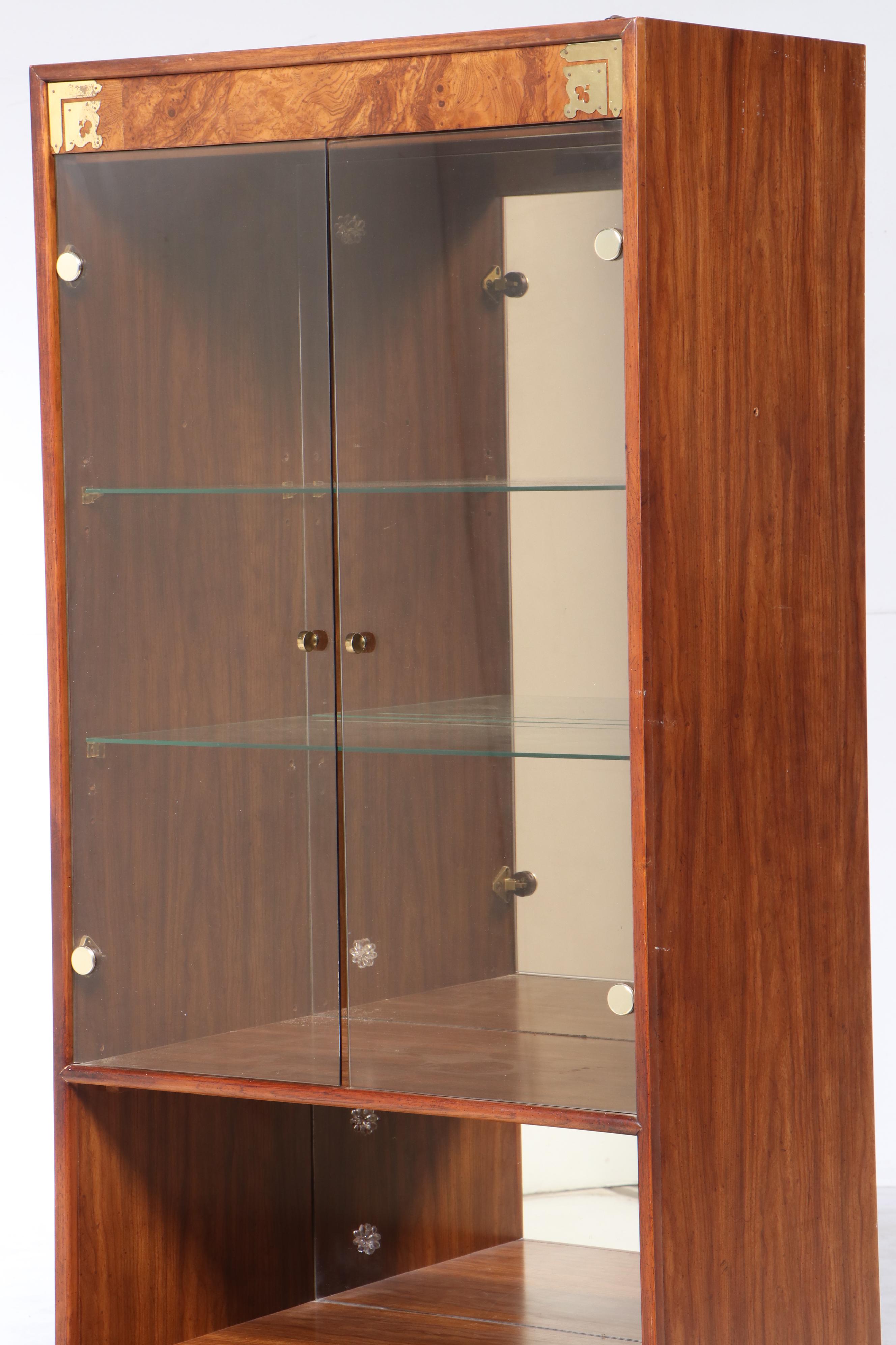 Drexel "Prededent" Pecan and Laminate Display Cabinet