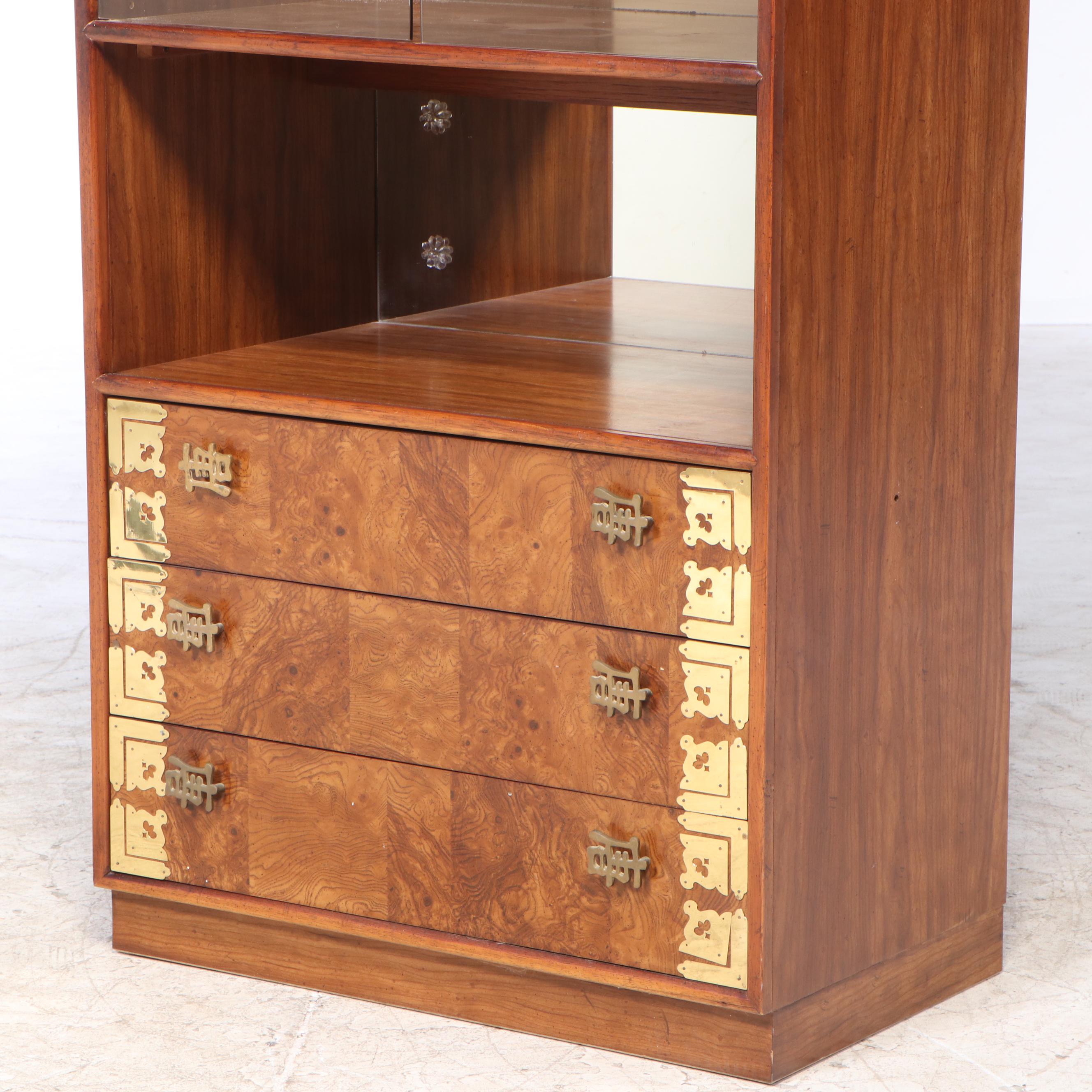 Drexel "Prededent" Pecan and Laminate Display Cabinet
