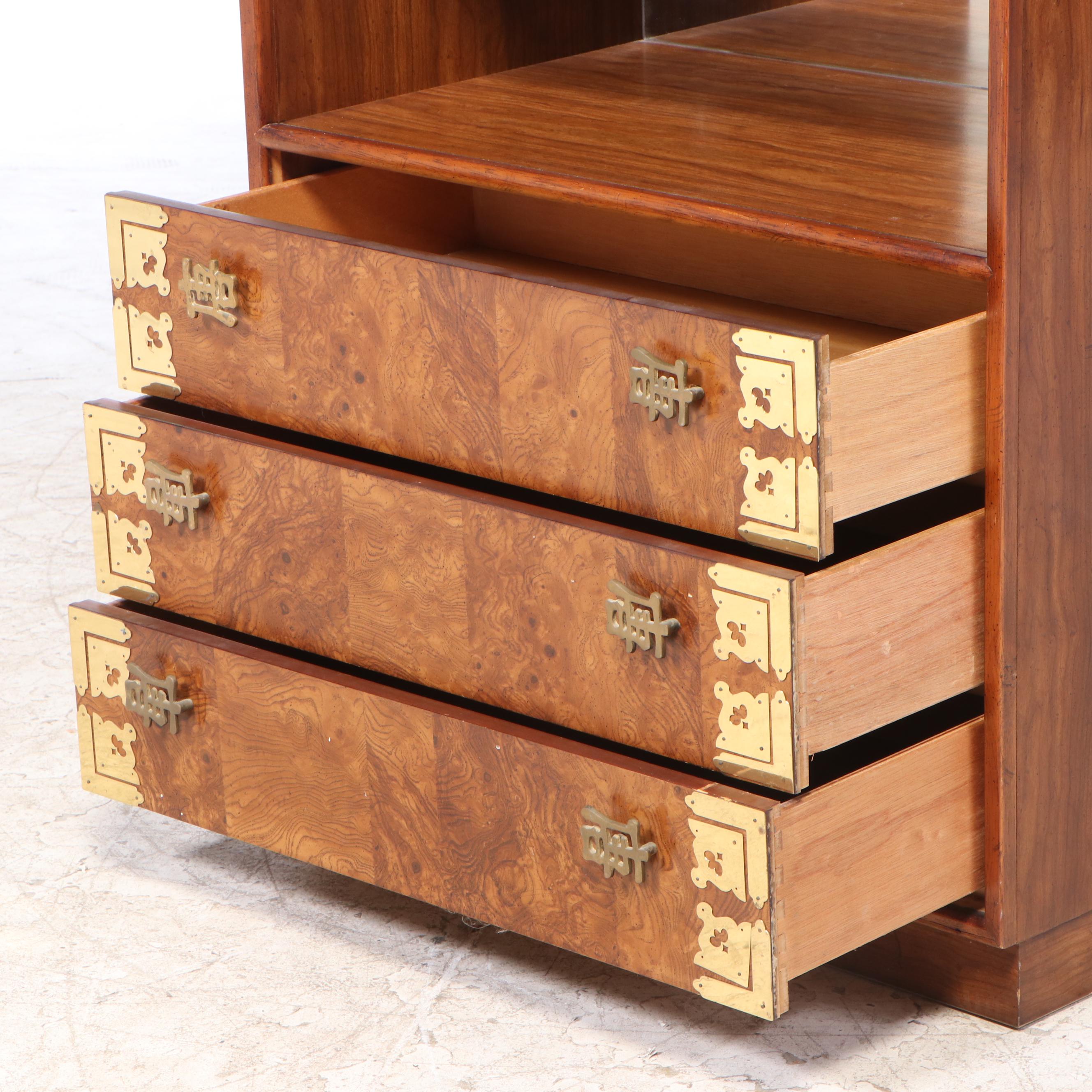 Drexel "Prededent" Pecan and Laminate Display Cabinet