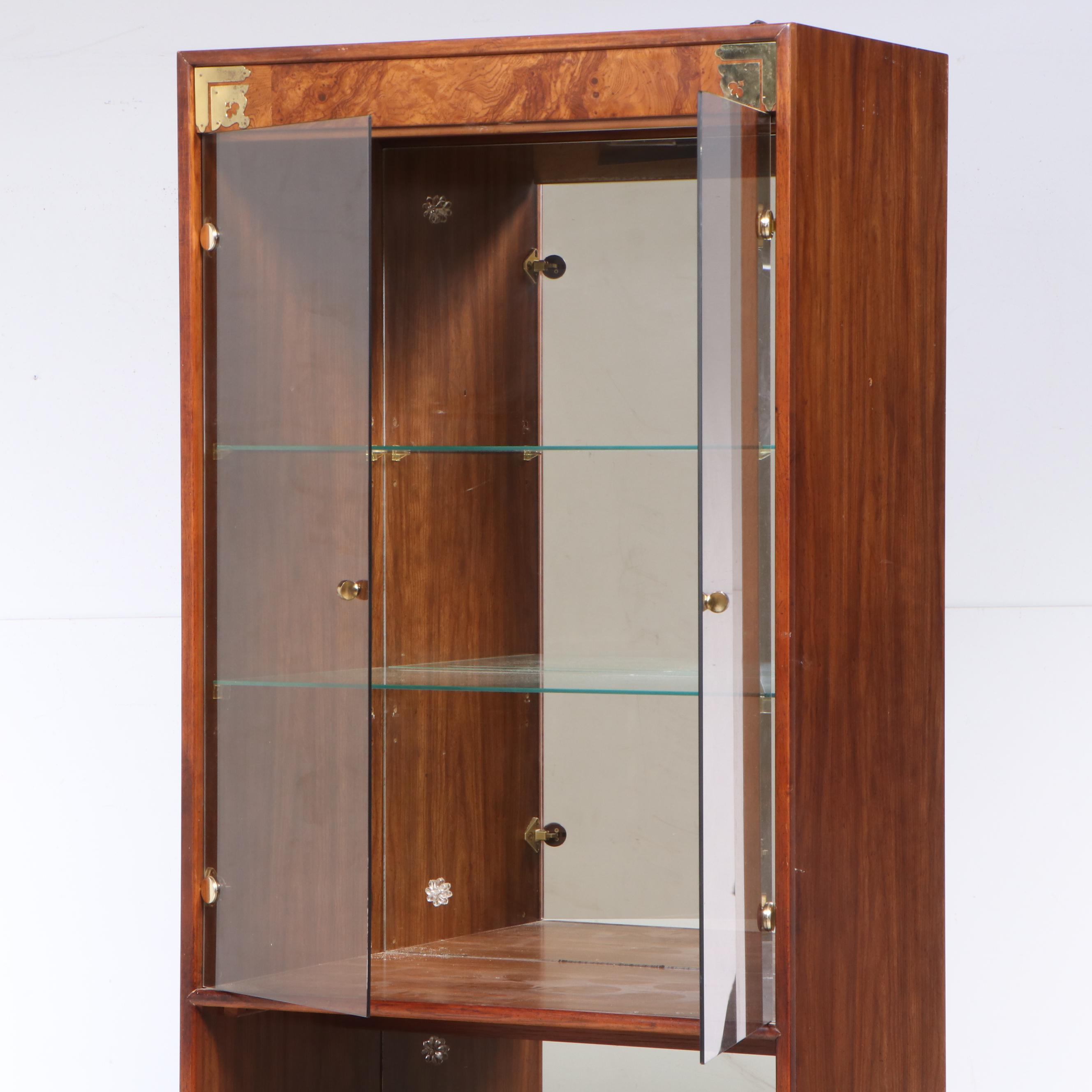Drexel "Prededent" Pecan and Laminate Display Cabinet