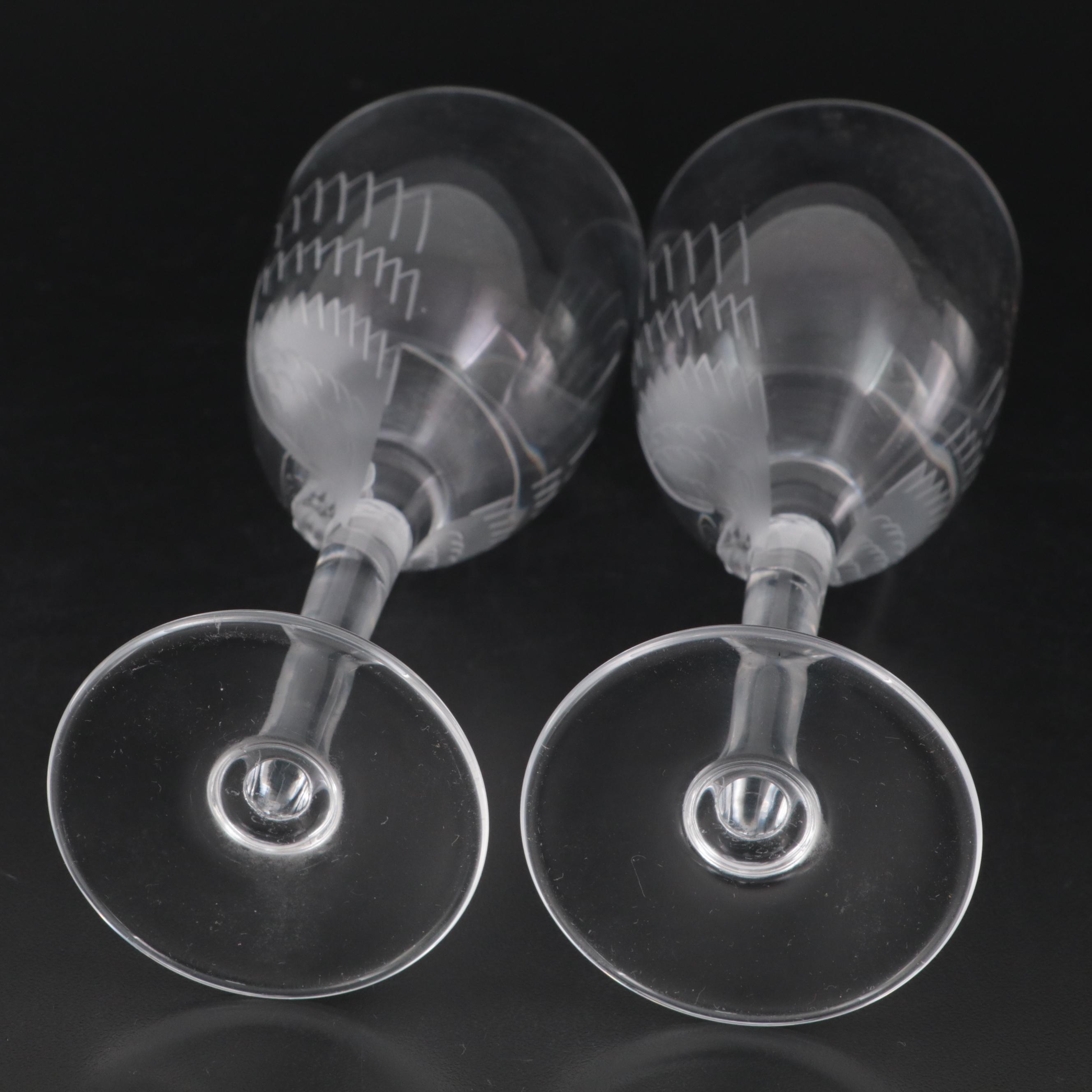 Lalique "Ange" Frosted and Etched Crystal Champagne Flutes