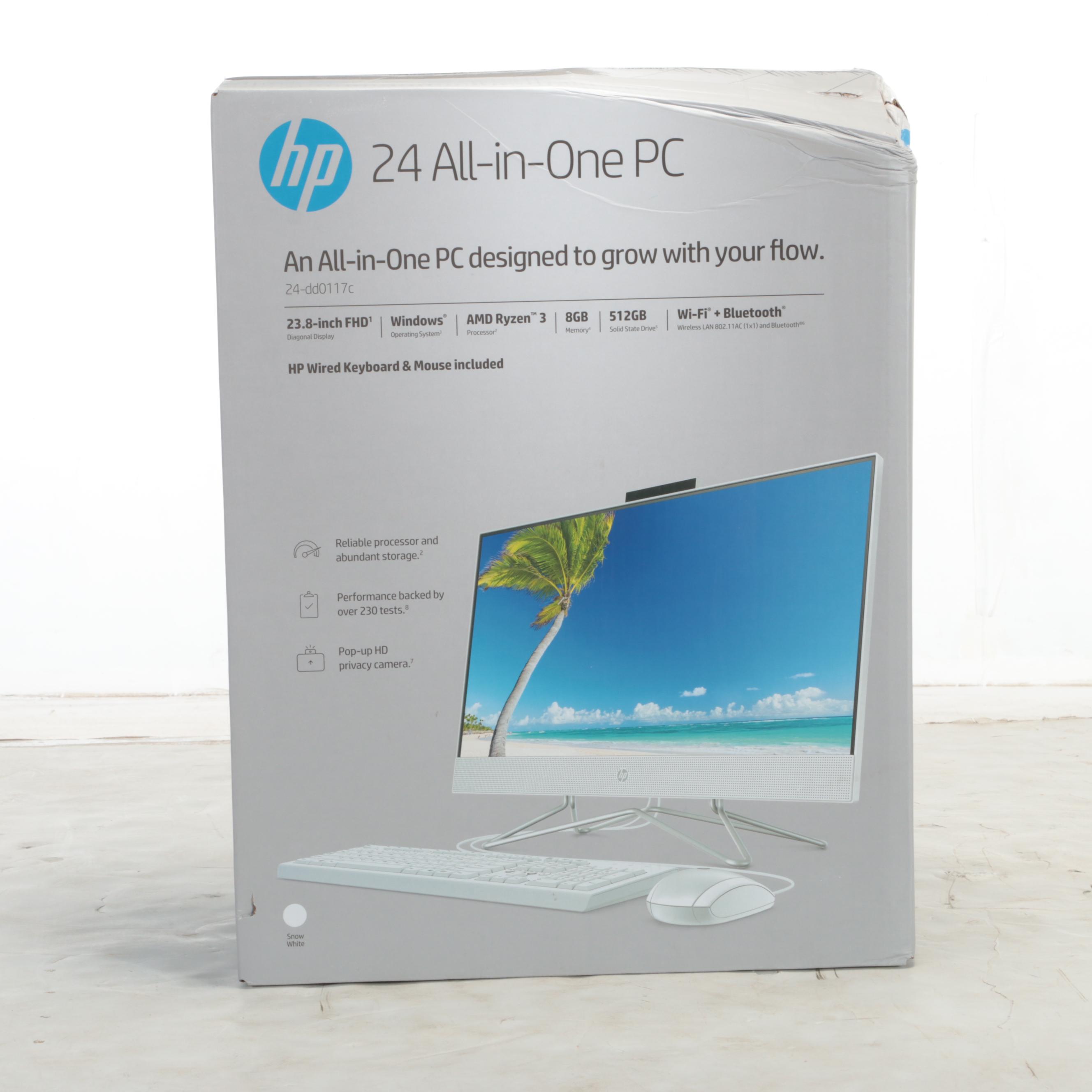 HP 24" All-in-One 512GB Windows PC Computer with Wired Keyboard and Mouse