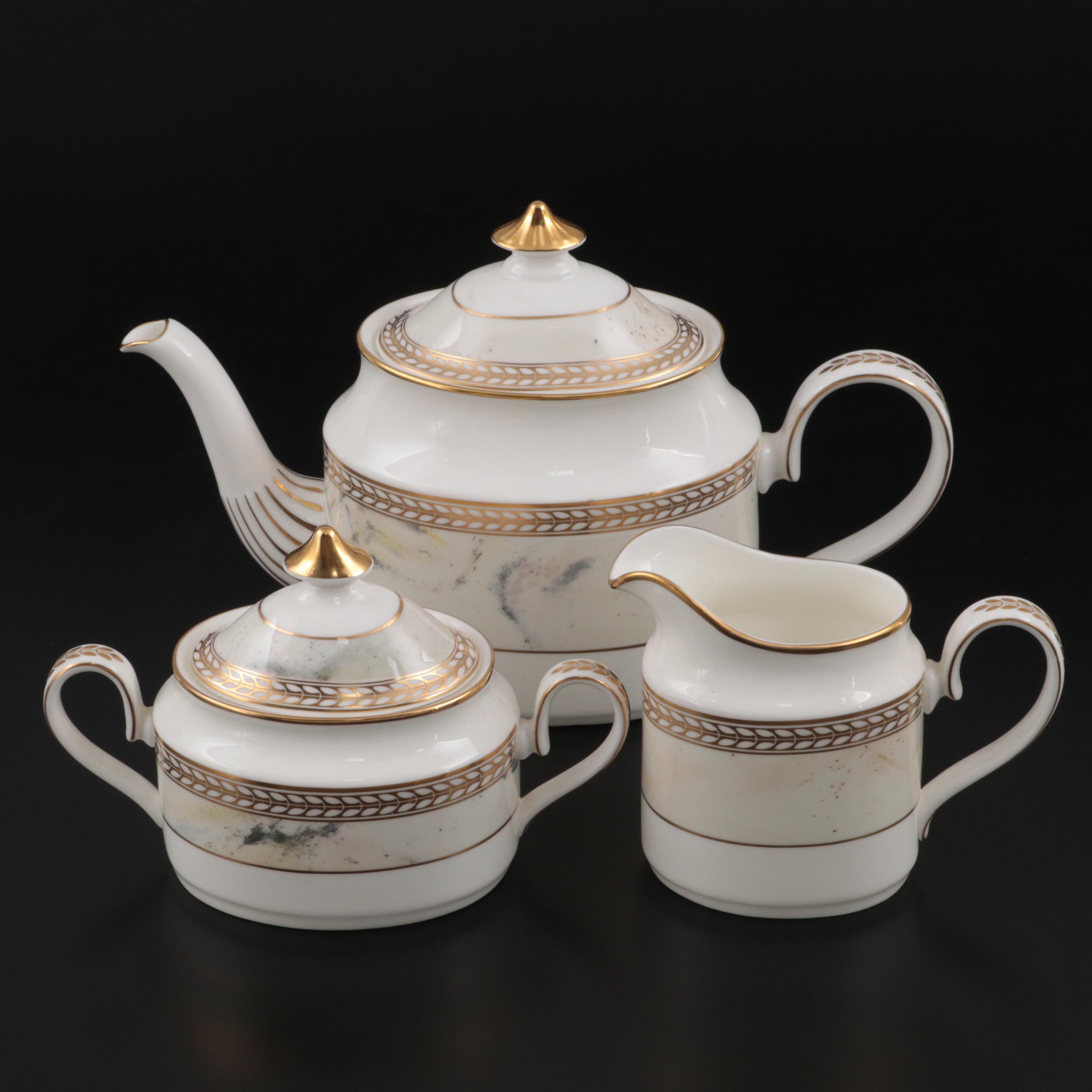 Minton "Alabaster & Gold" Bone China Tea Set, 1991-1997