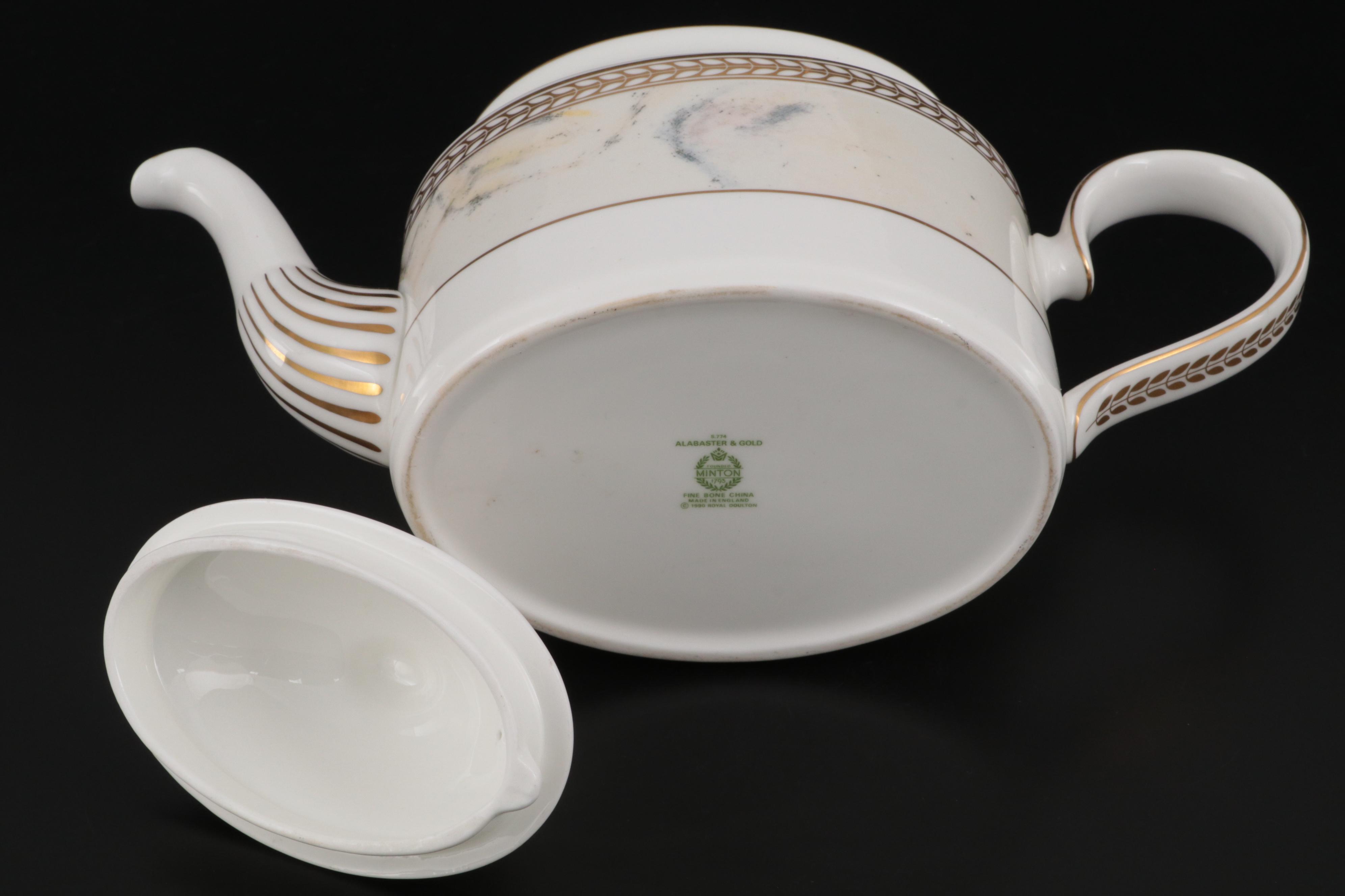 Minton "Alabaster & Gold" Bone China Tea Set, 1991-1997