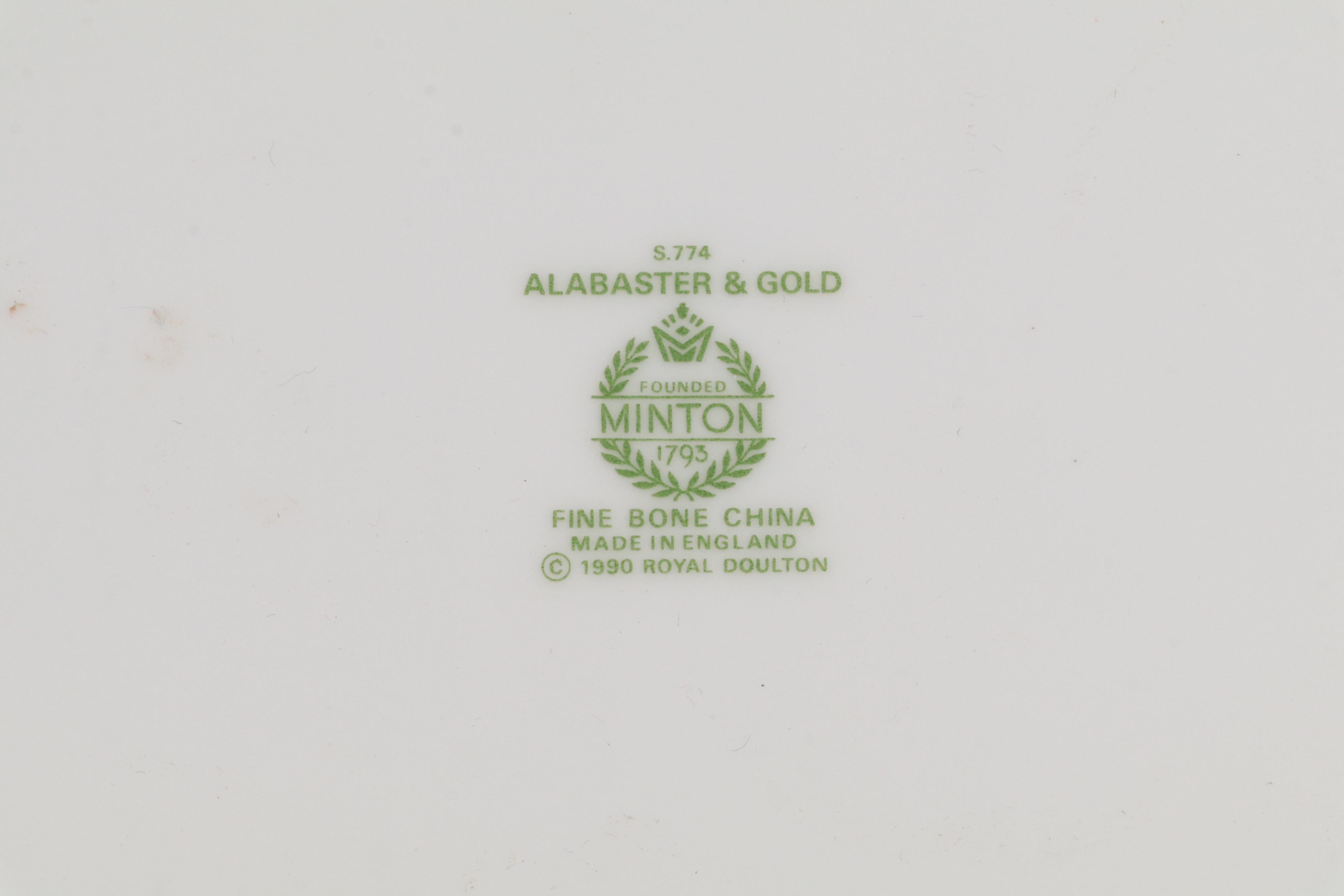 Minton "Alabaster & Gold" Bone China Tea Set, 1991-1997