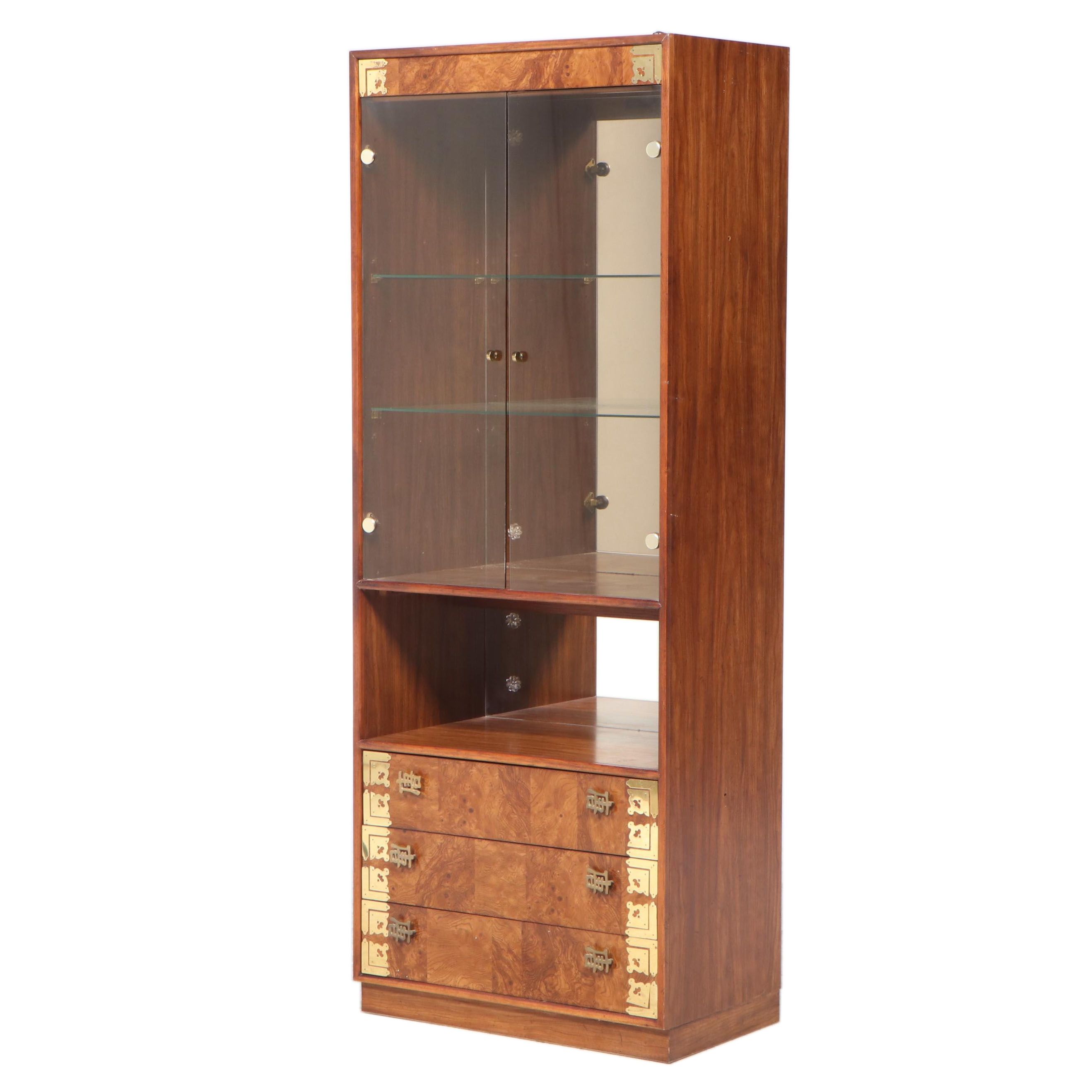Drexel "Prededent" Pecan and Laminate Display Cabinet