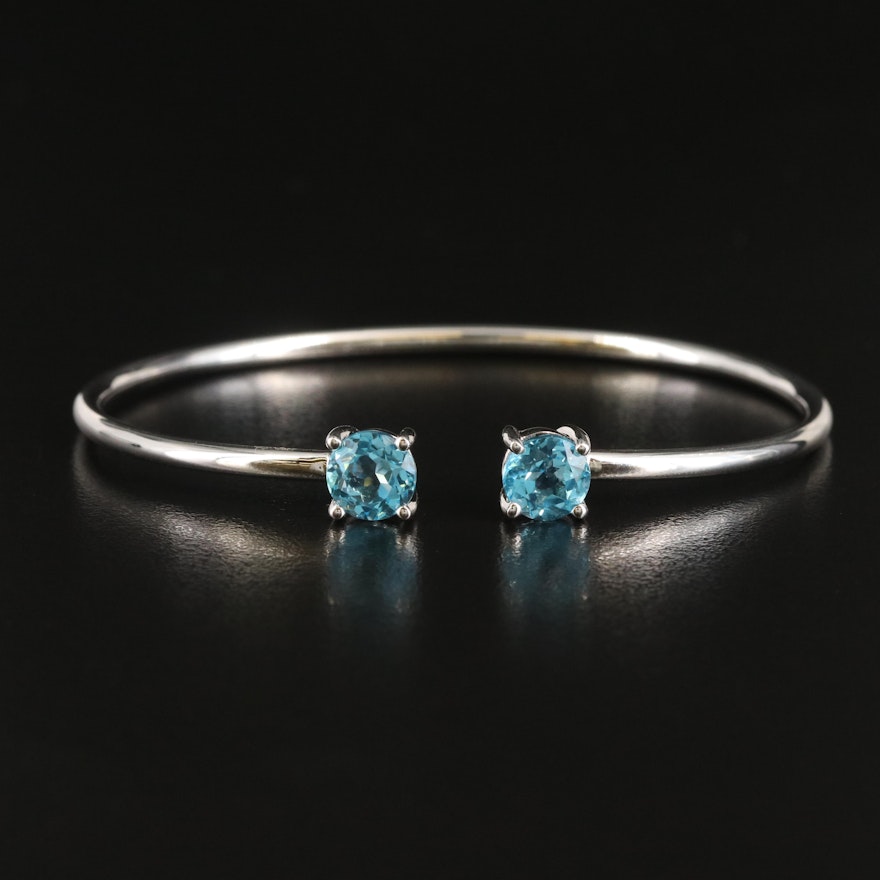 Sterling Silver Swiss Blue Topaz Cuff