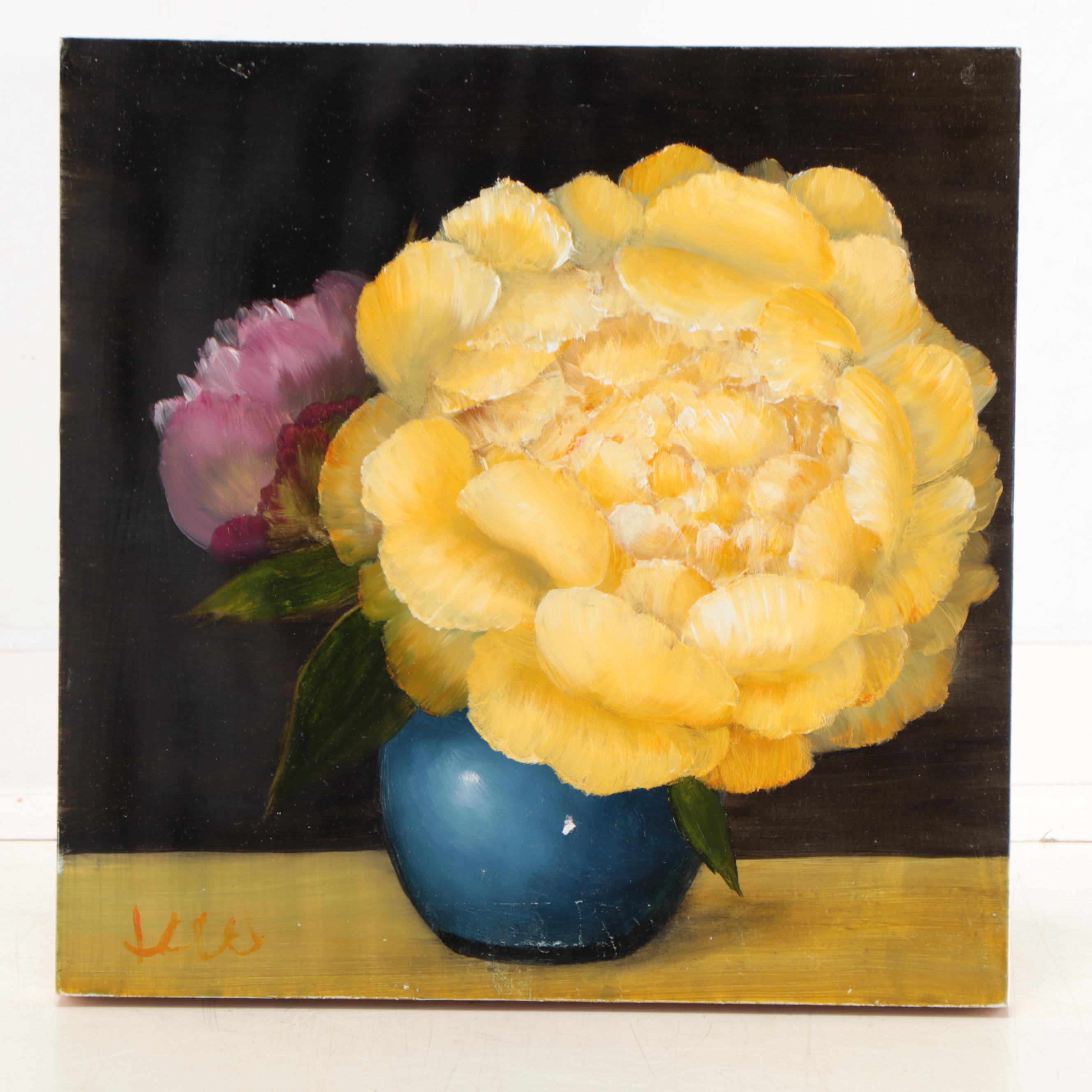 Thu-Thuy Tran Oil Painting "Yellow Peony," 2022