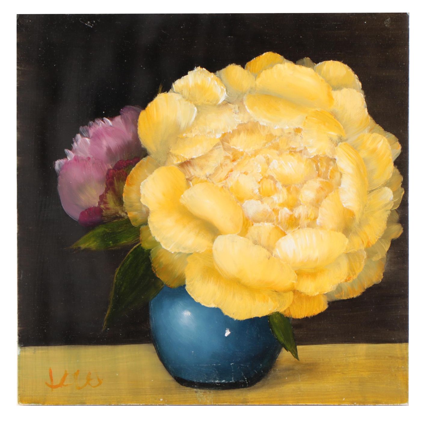Thu-Thuy Tran Oil Painting "Yellow Peony," 2022