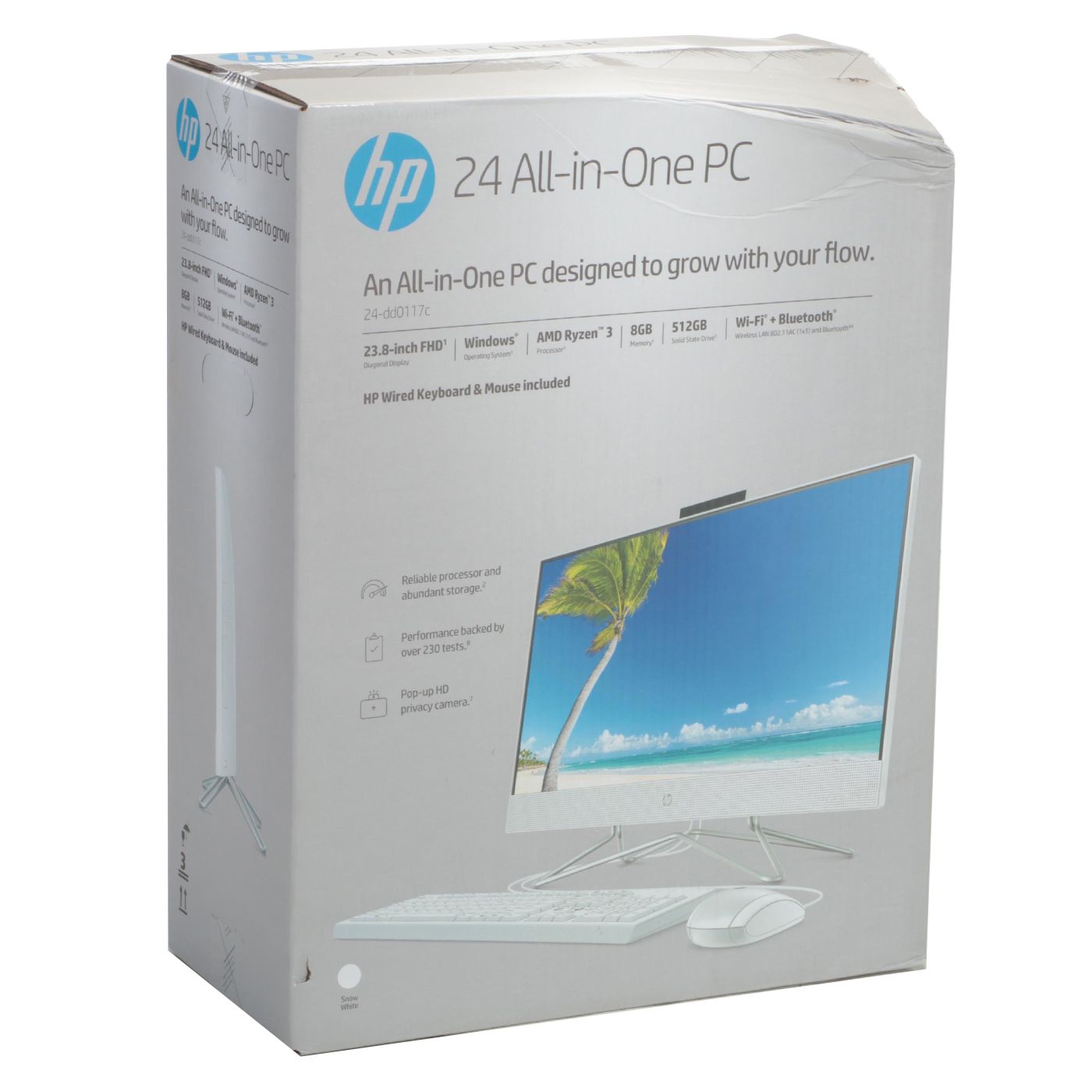 HP 24" All-in-One 512GB Windows PC Computer with Wired Keyboard and Mouse