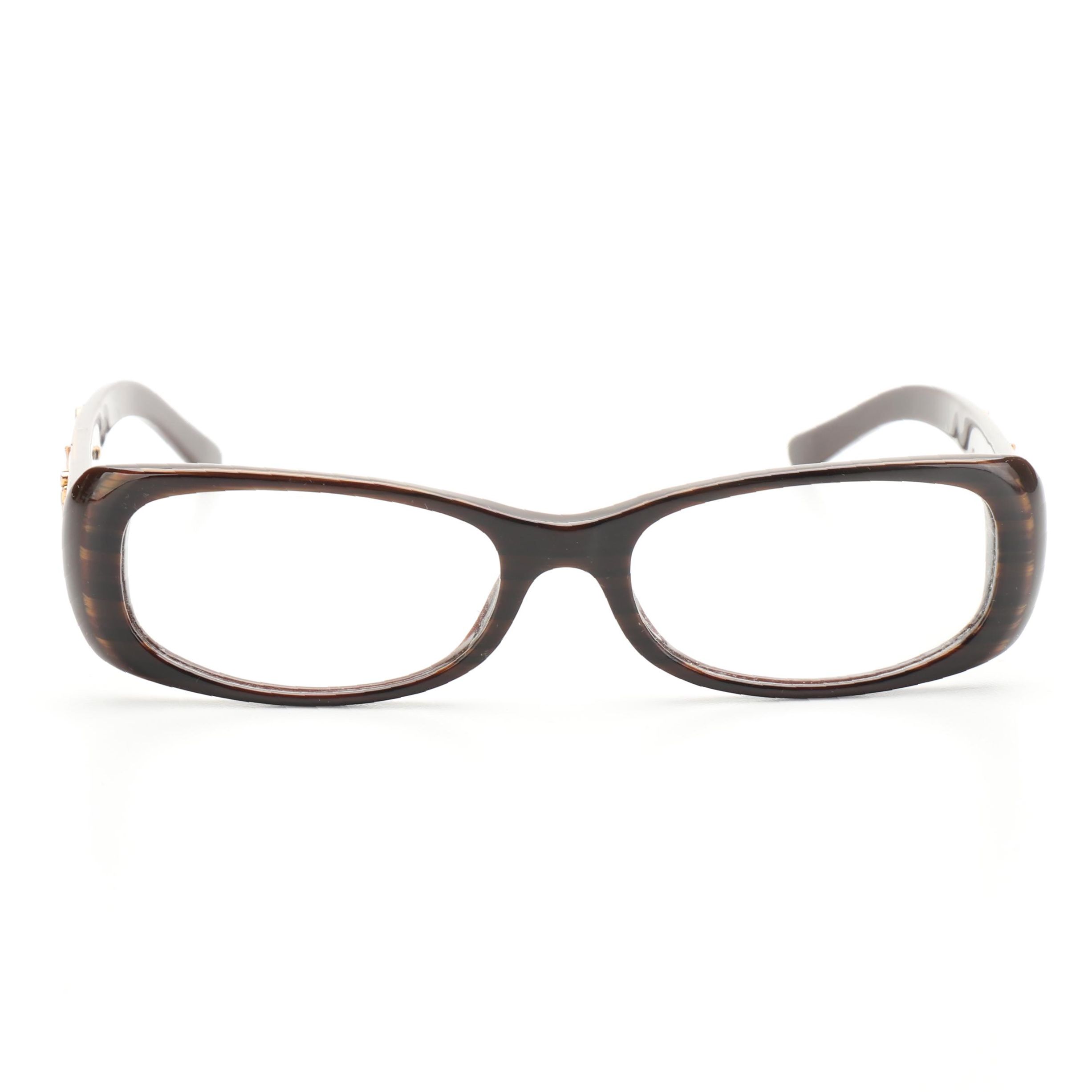Prada VPR 03L Rectangular Eyeglasses in Brown with Case