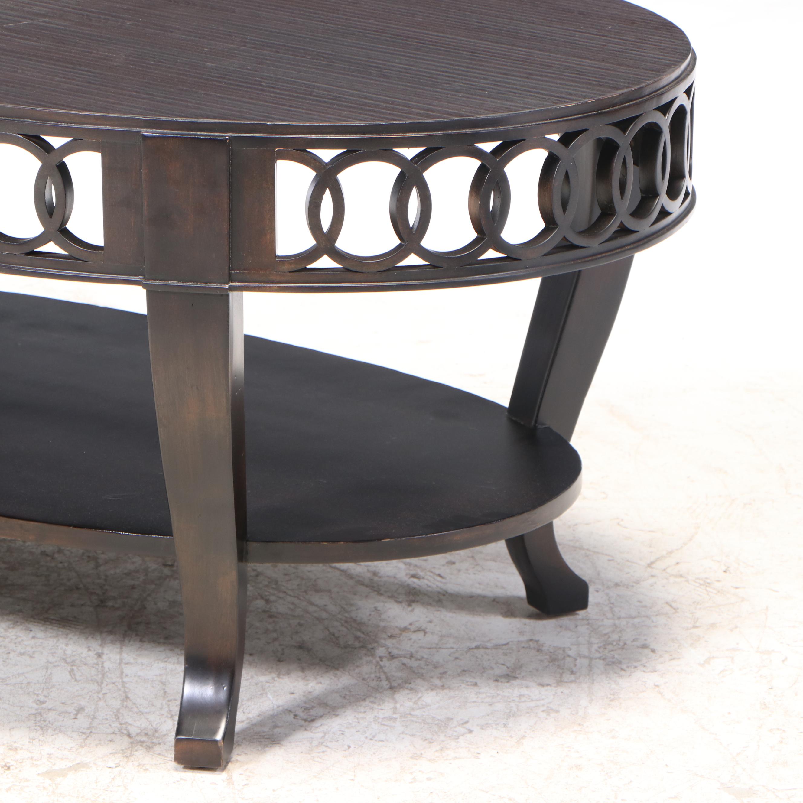 Contemporary Two-Tier Oval Coffee Table