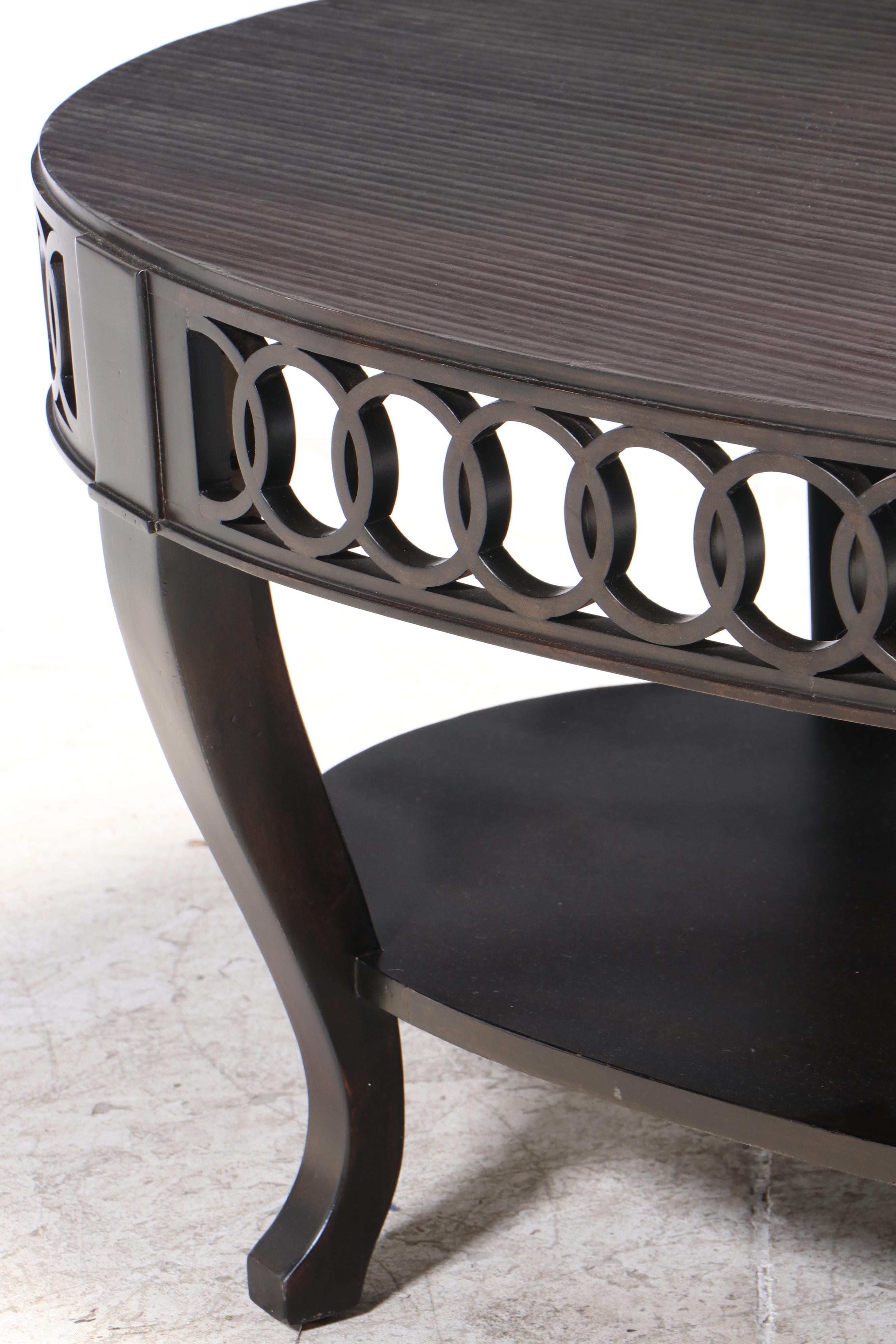 Contemporary Two-Tier Oval Coffee Table