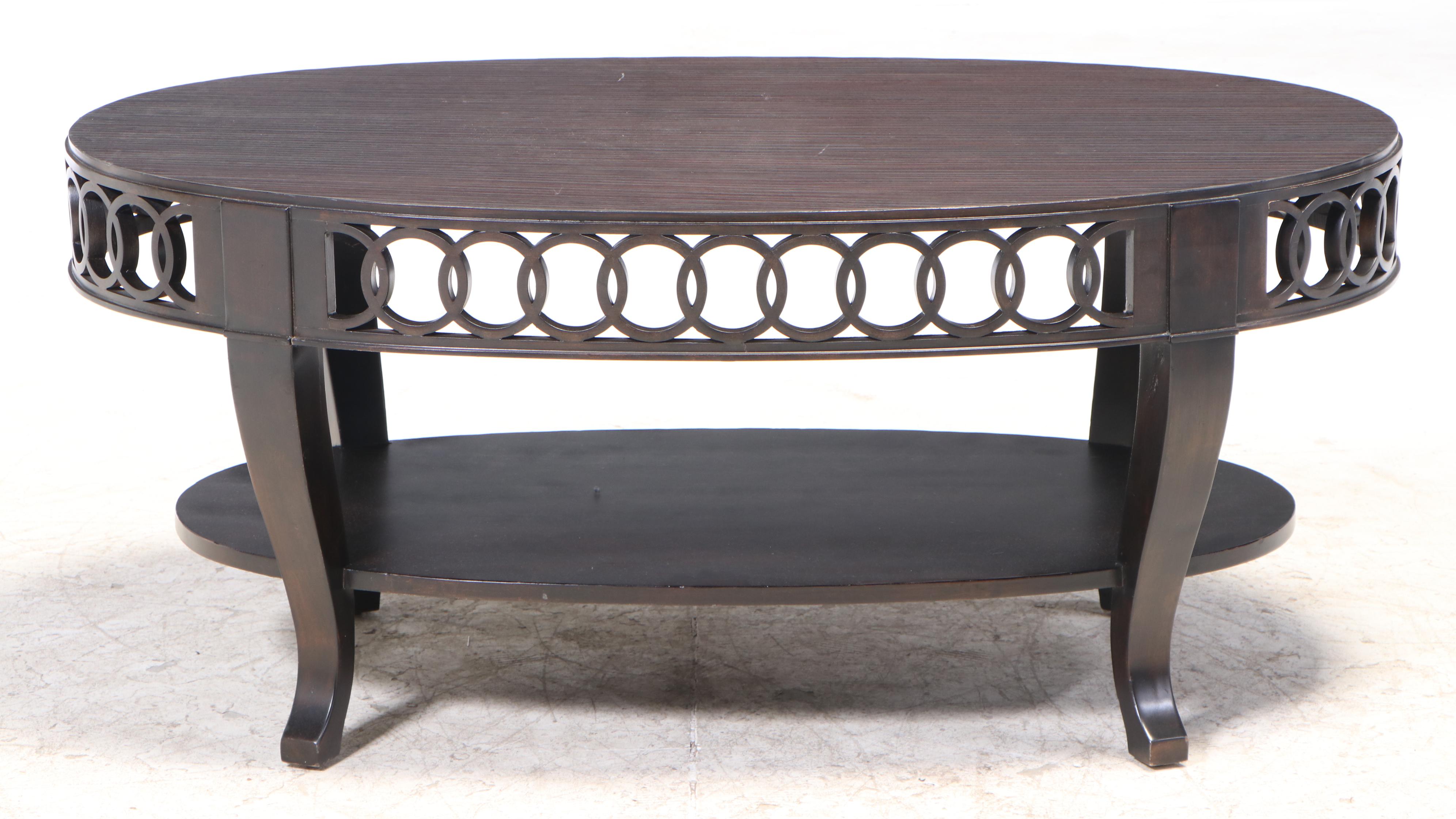 Contemporary Two-Tier Oval Coffee Table