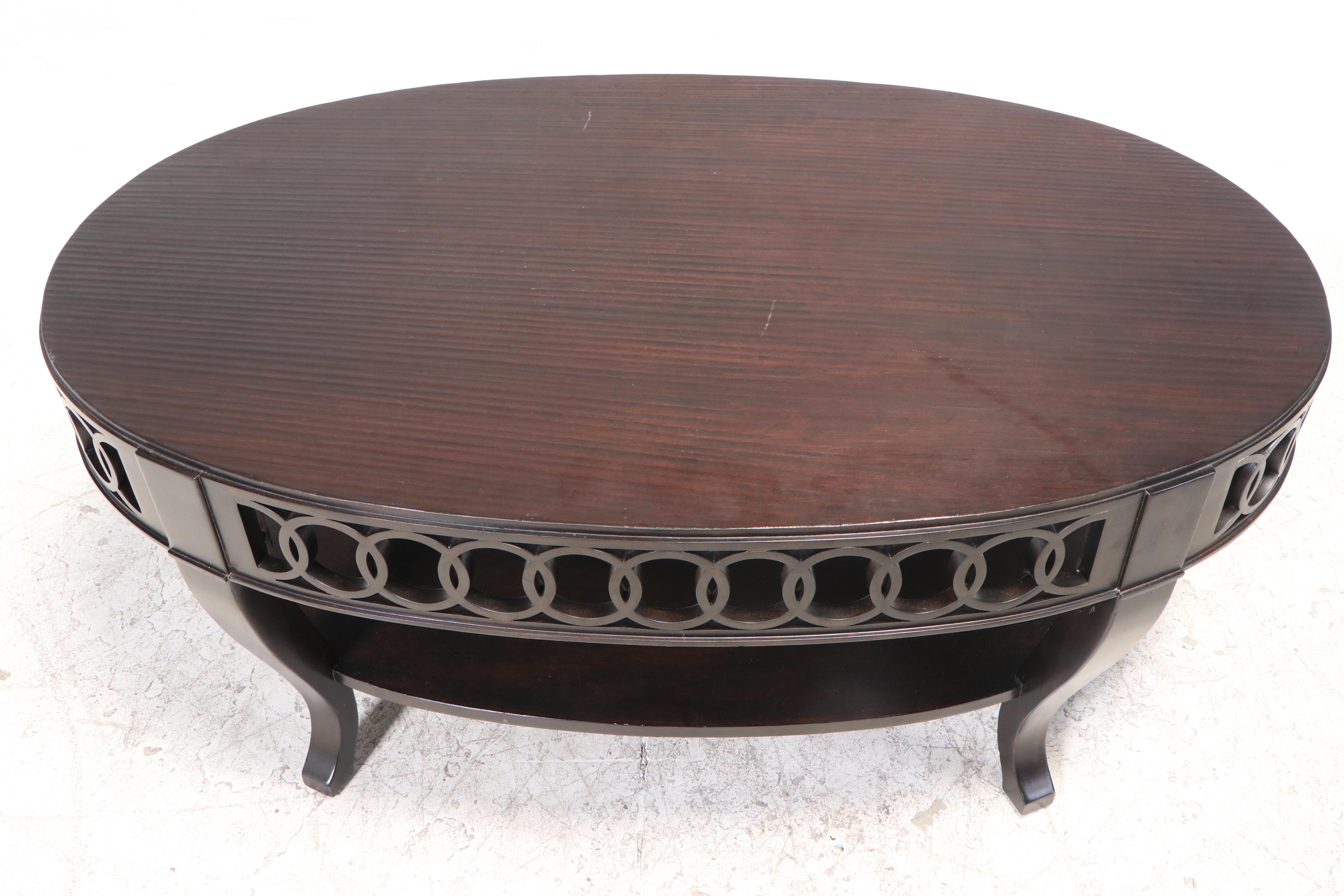 Contemporary Two-Tier Oval Coffee Table