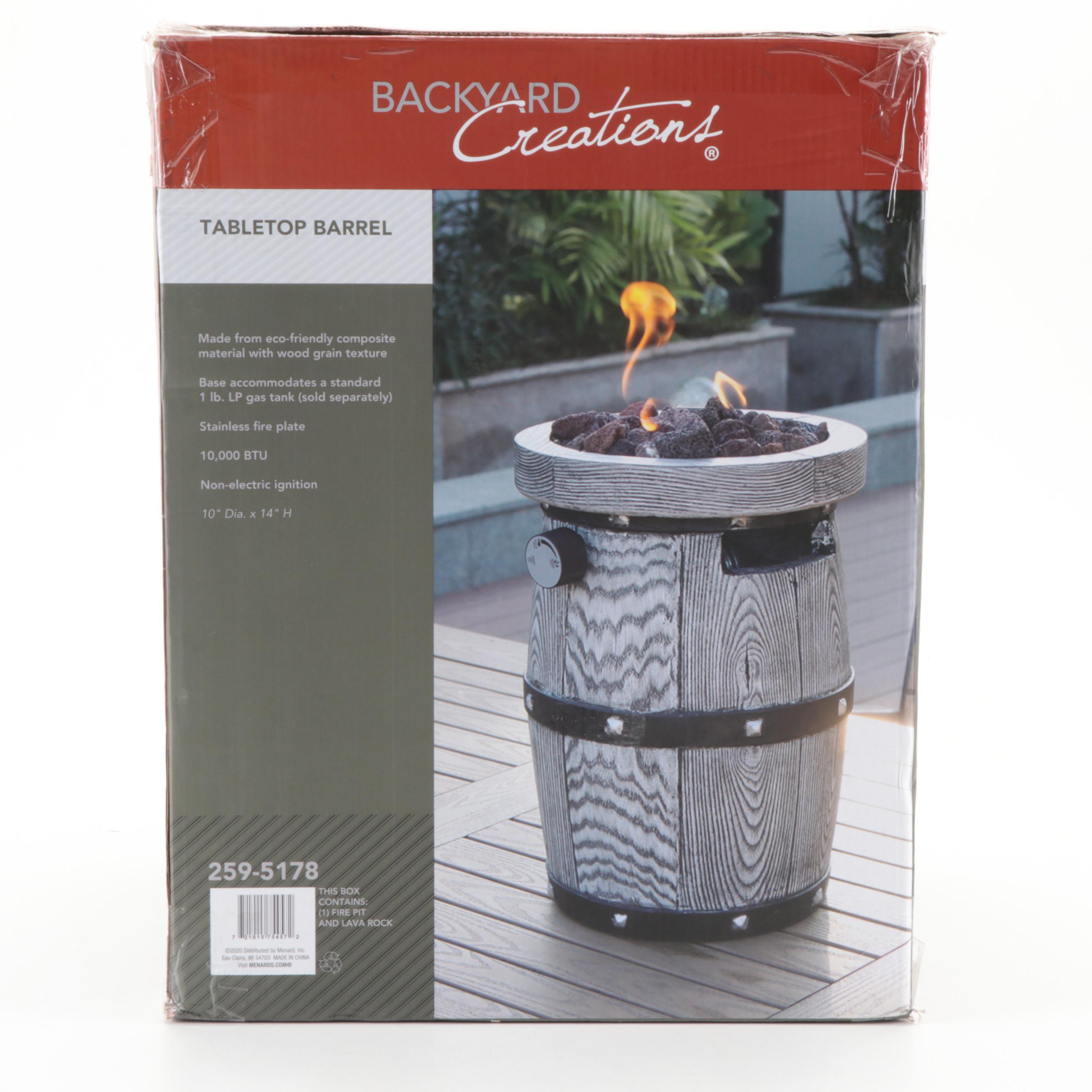 Backyard Creations Tabletop Barrel Fire Pit