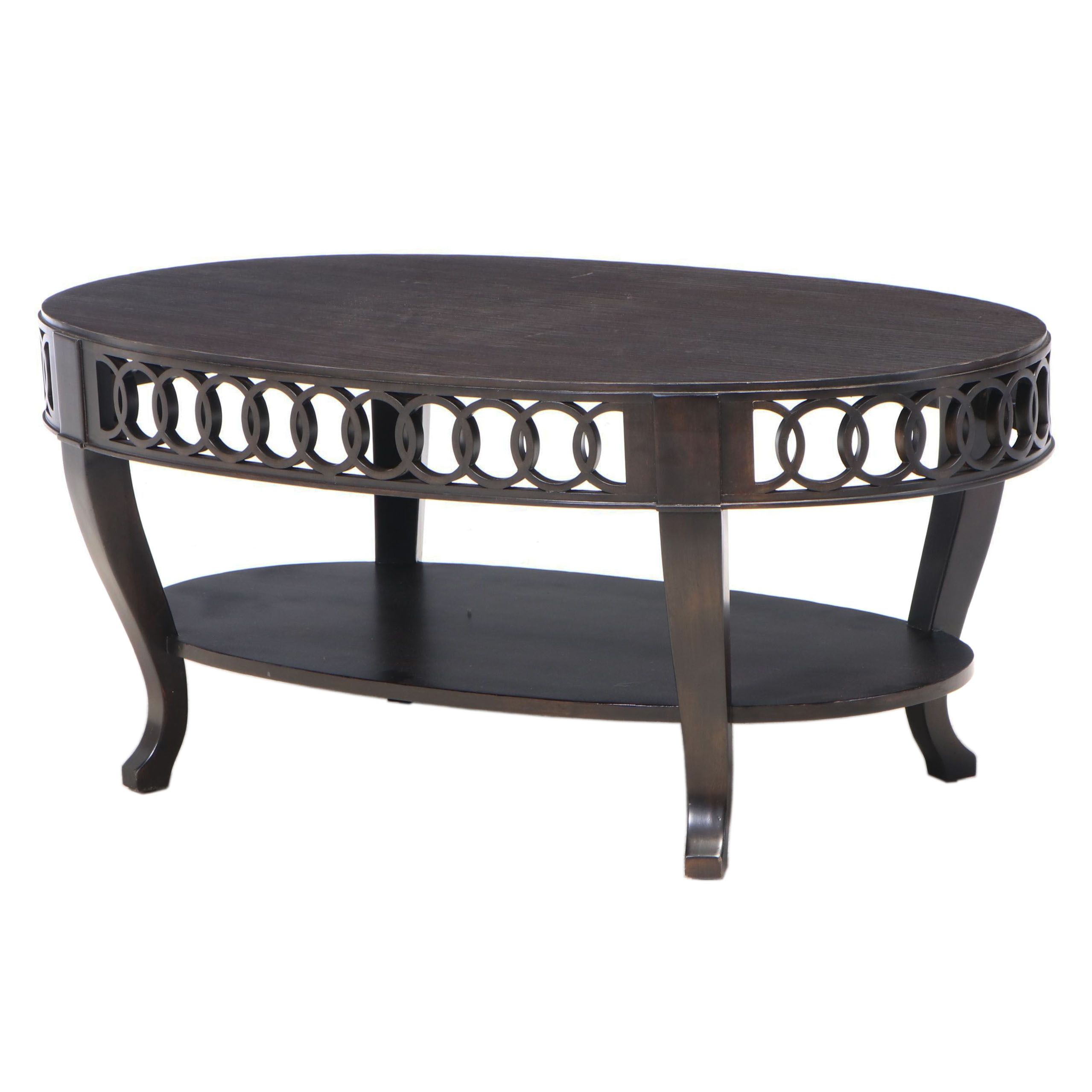 Contemporary Two-Tier Oval Coffee Table