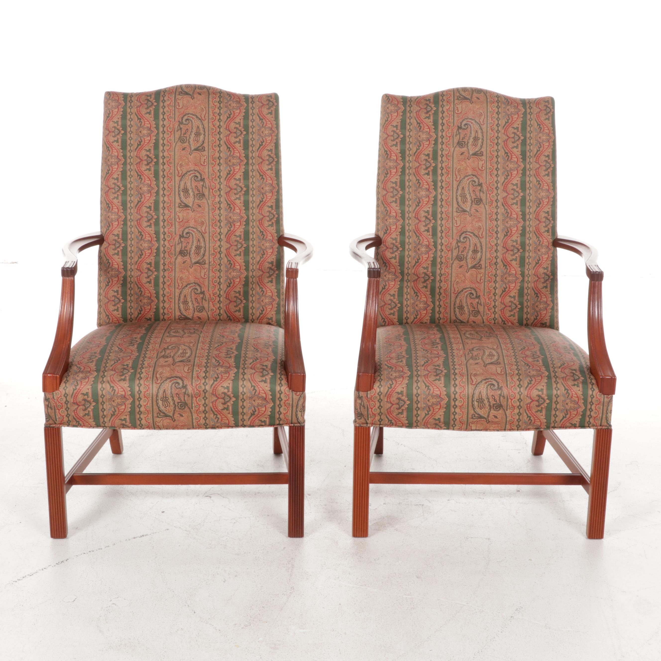 Pair of Hickory Chair "Martha Washington" Armchairs, Late 20th Century