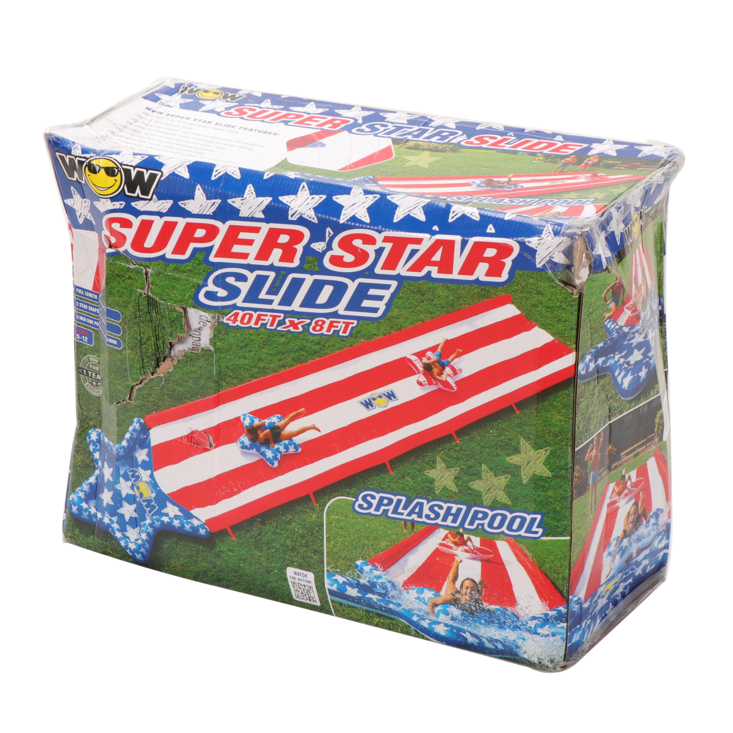 WOW Sports 40' x 8' Stars & Stripes Super Star Slide and Splash Pool