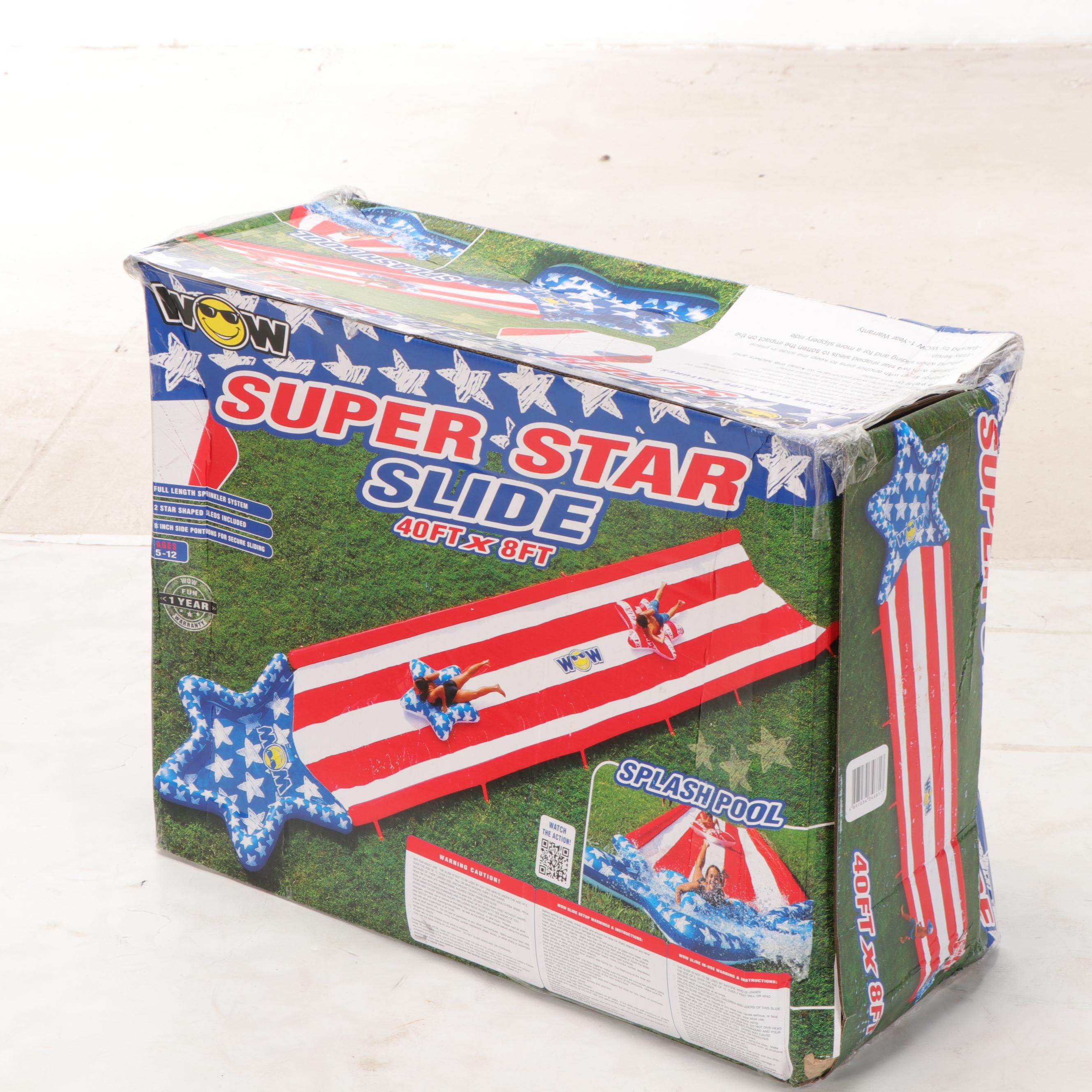WOW Sports 40' x 8' Stars & Stripes Super Star Slide and Splash Pool