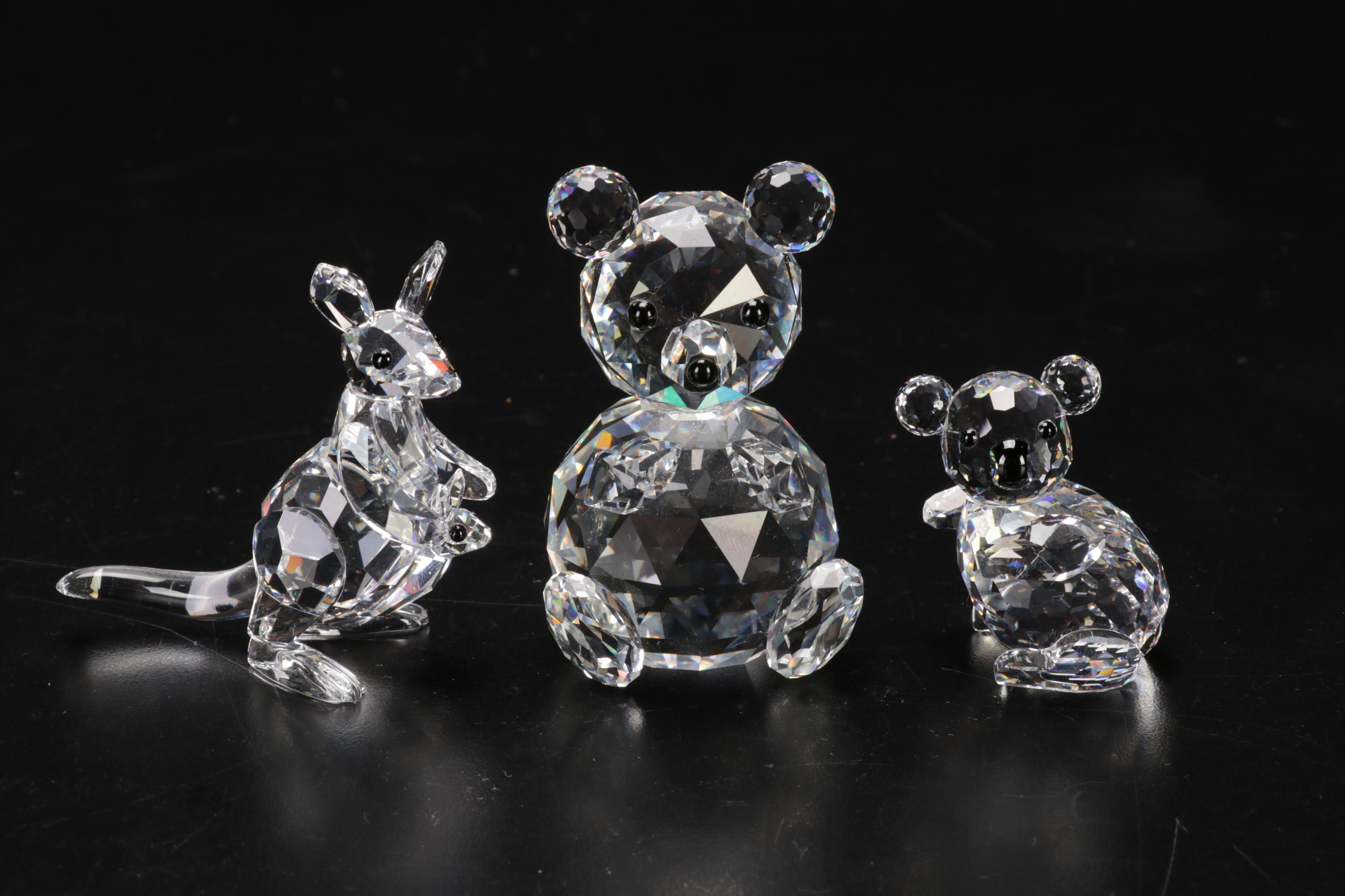 Swarovski Crystal Bear, Koala and Kangaroo Figurines