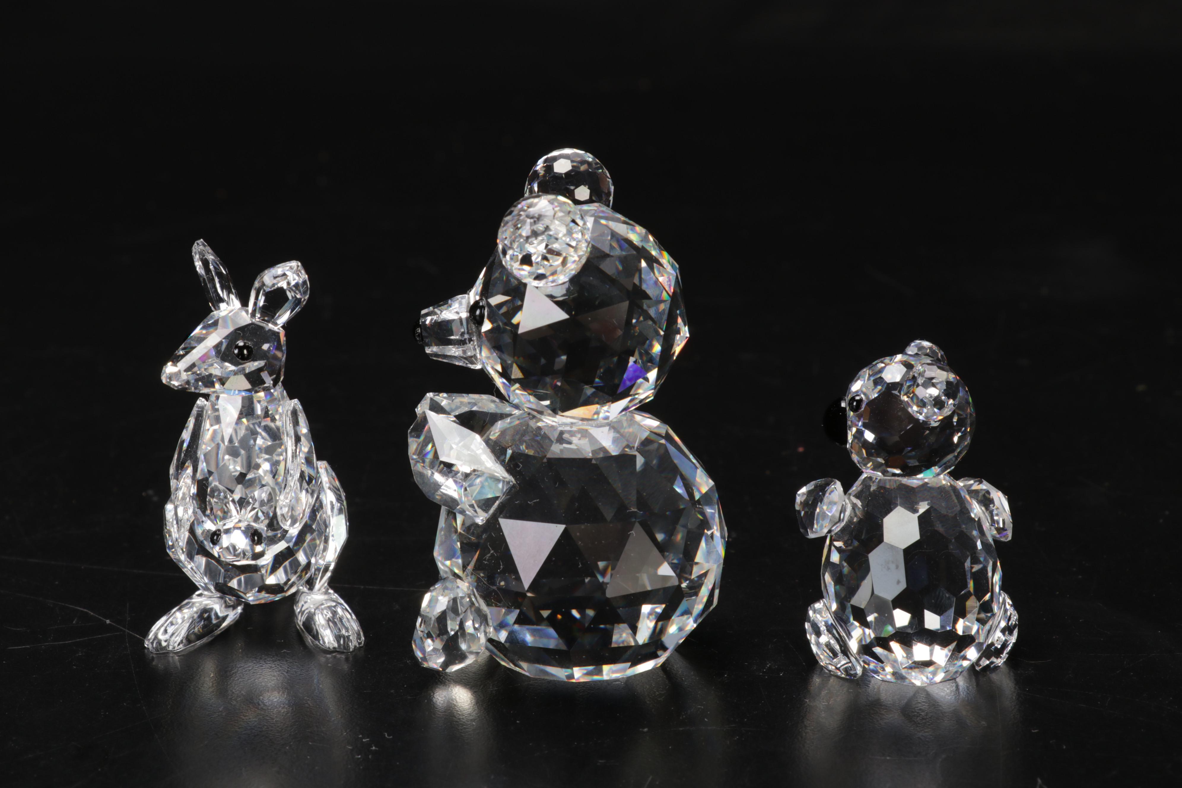 Swarovski Crystal Bear, Koala and Kangaroo Figurines