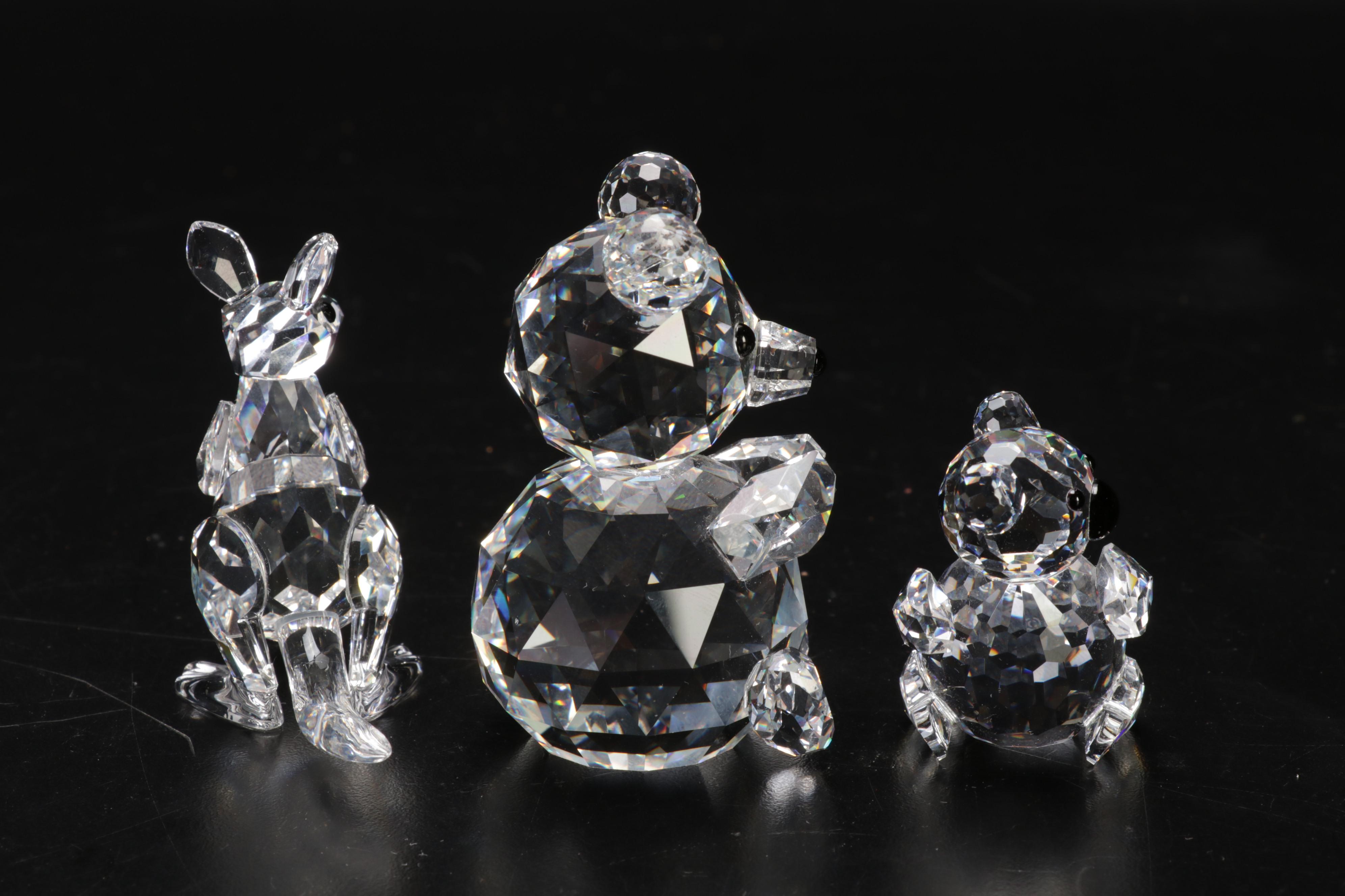 Swarovski Crystal Bear, Koala and Kangaroo Figurines