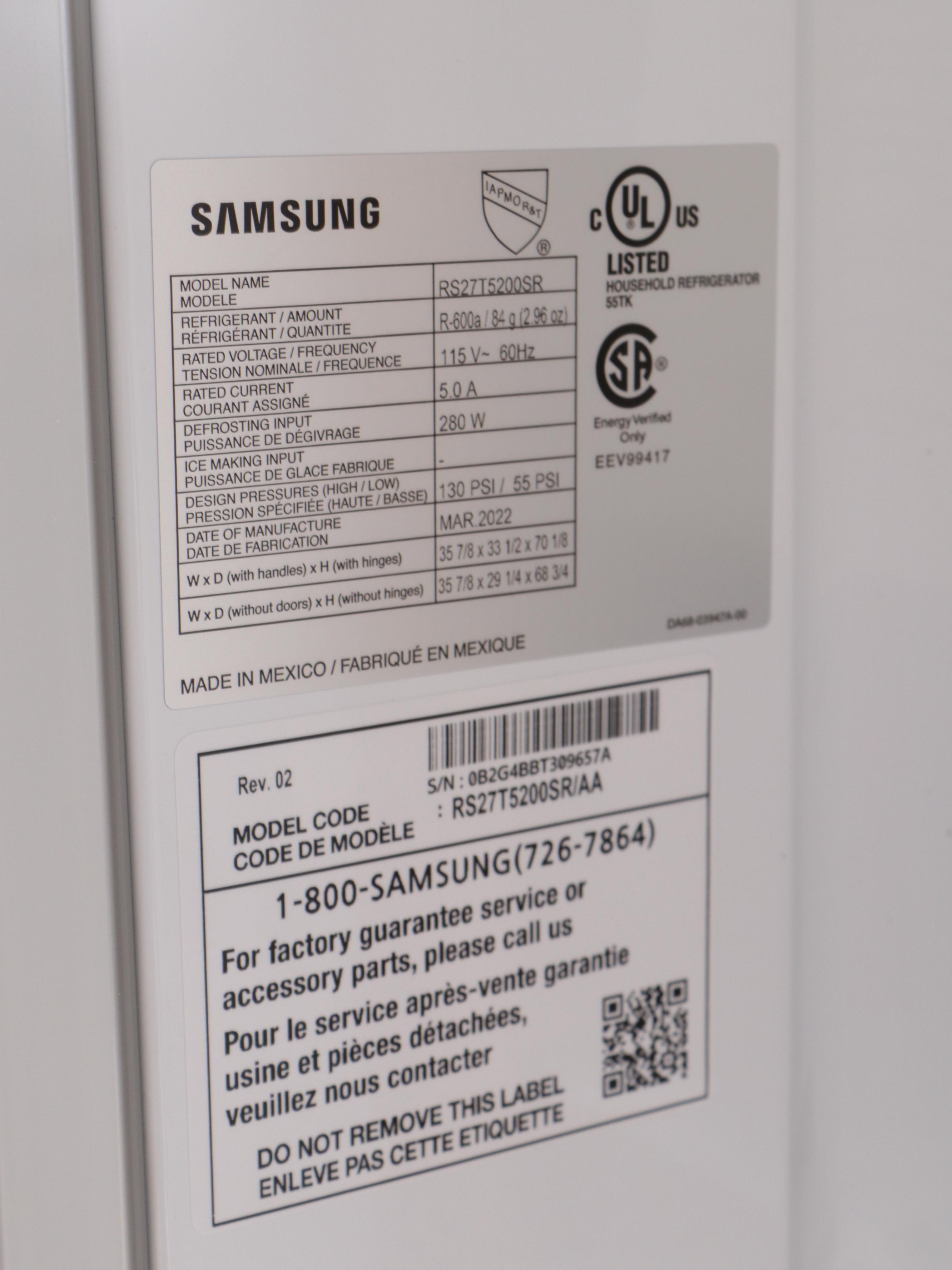 Samsung 27.4 Cu. Ft. Stainless Steel Large Capacity Side-by-Side Refrigerator