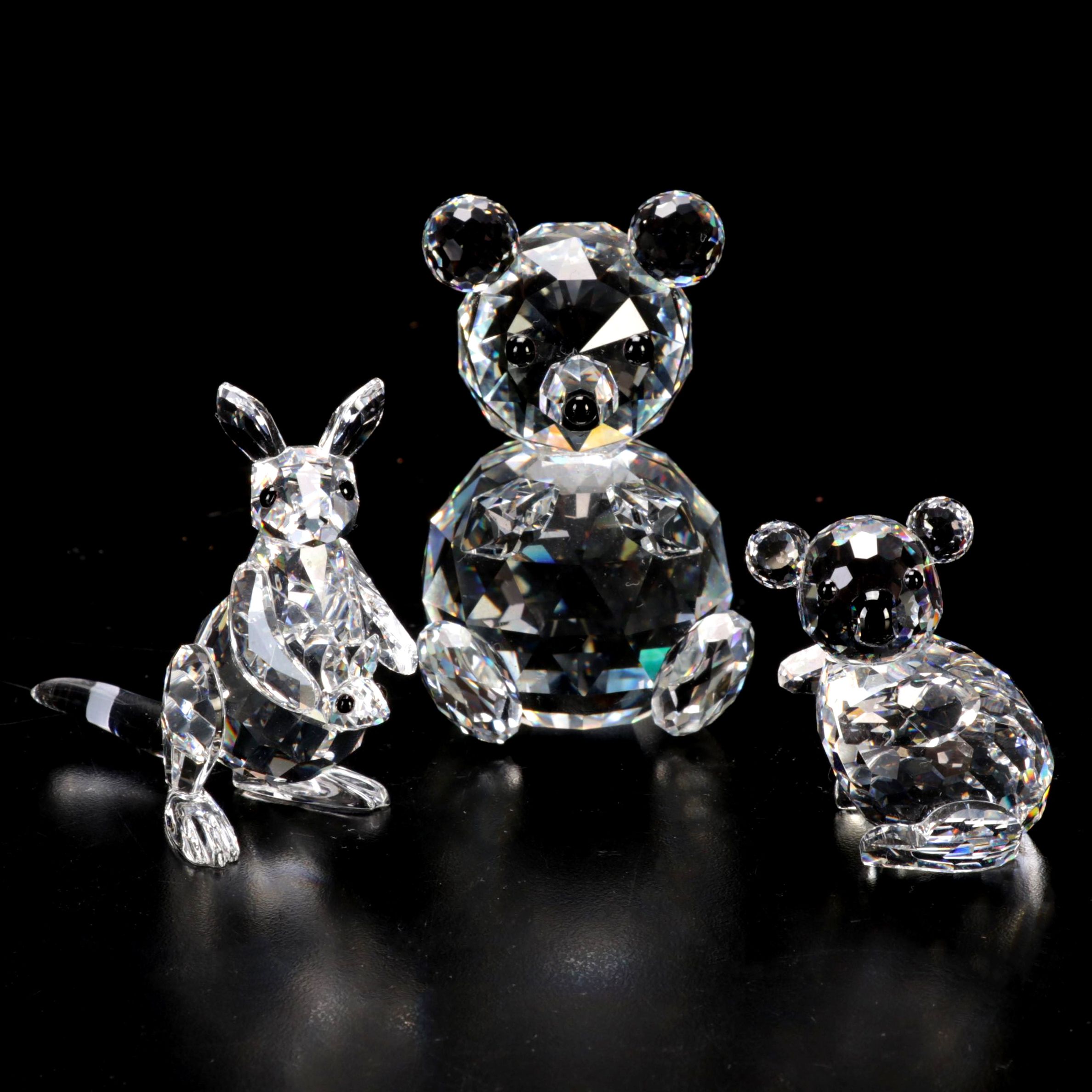 Swarovski Crystal Bear, Koala and Kangaroo Figurines
