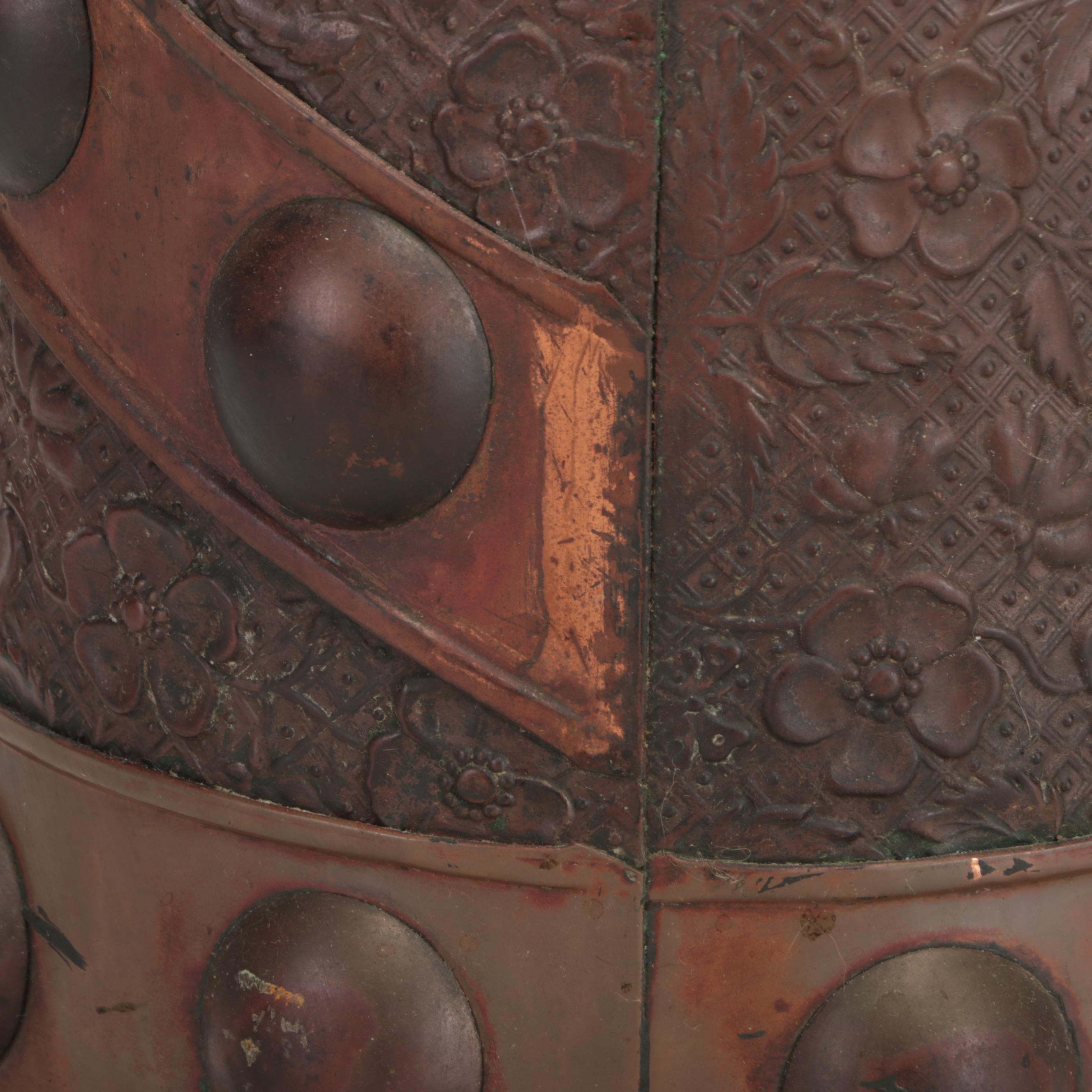 Aesthetic Movement Copper Repoussé Umbrella Stand, Late 19th Century