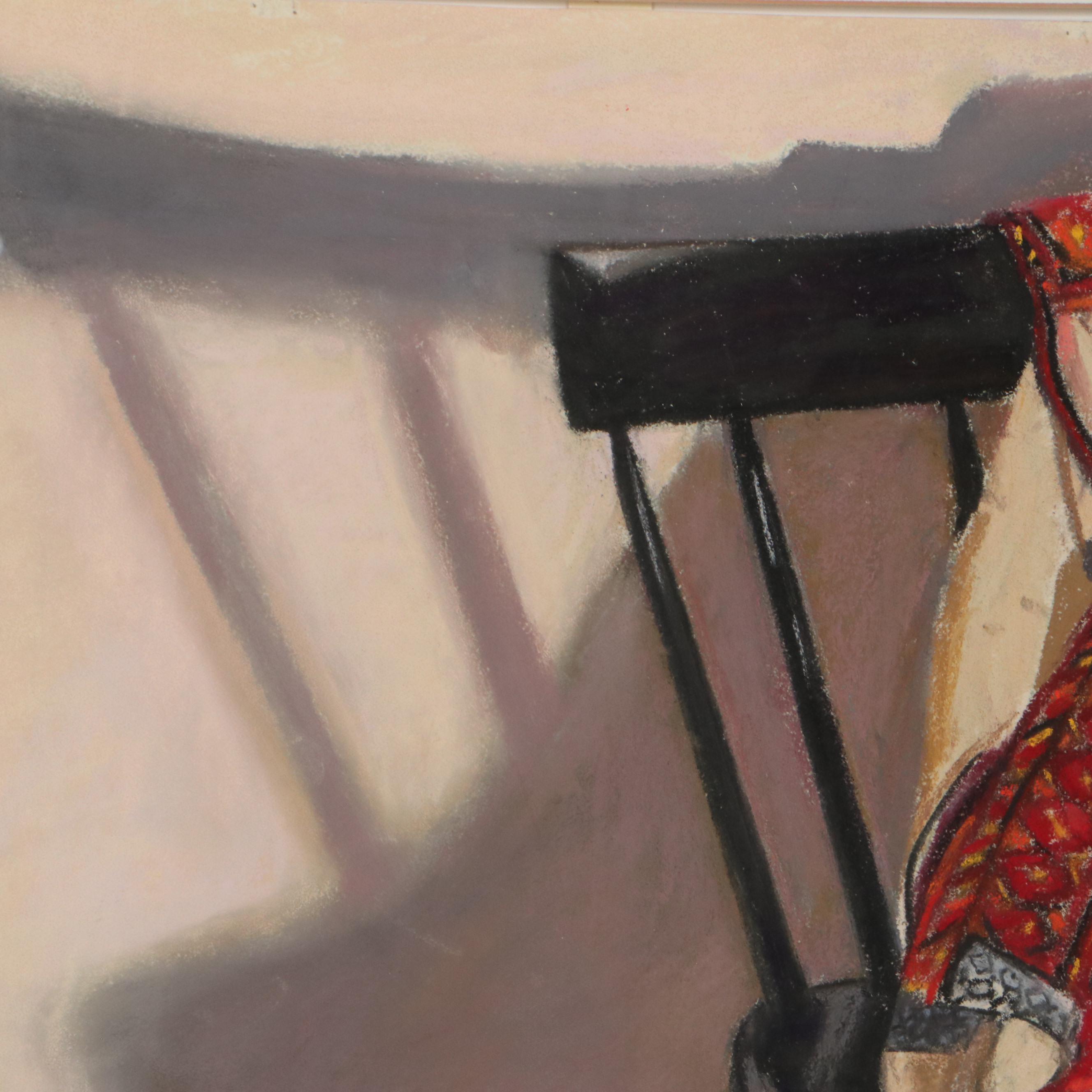 Martha Bator Still Life Pastel Drawing "The Black Chair," 2007