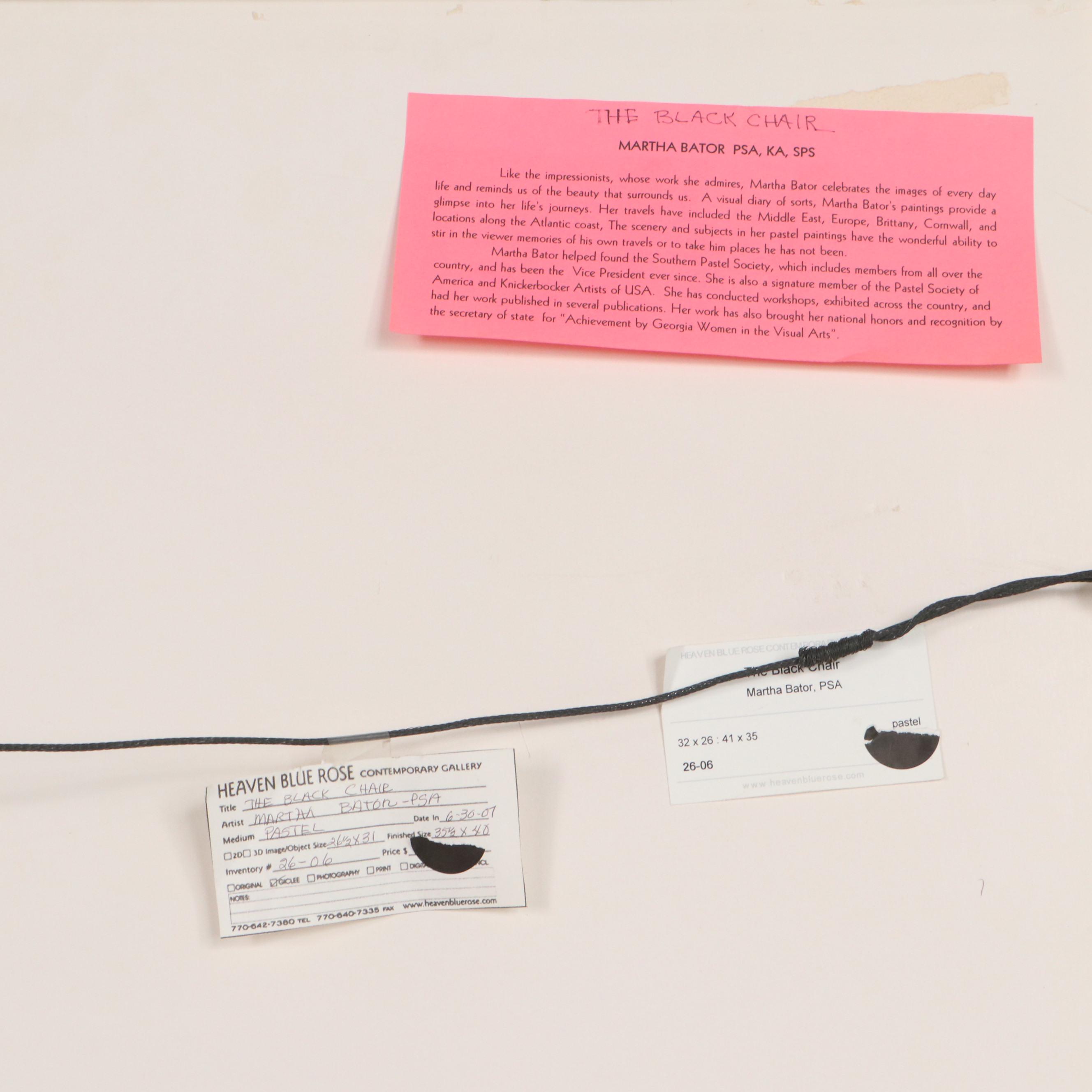 Martha Bator Still Life Pastel Drawing "The Black Chair," 2007